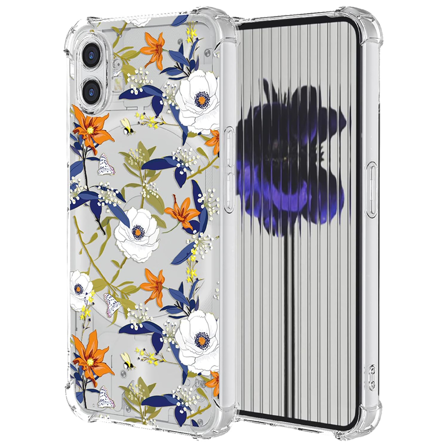 for Nothing Phone One Case Nothing Phone 1 A063 Case Womens Clear Flower Pattern Slim Case Soft TPU Cover