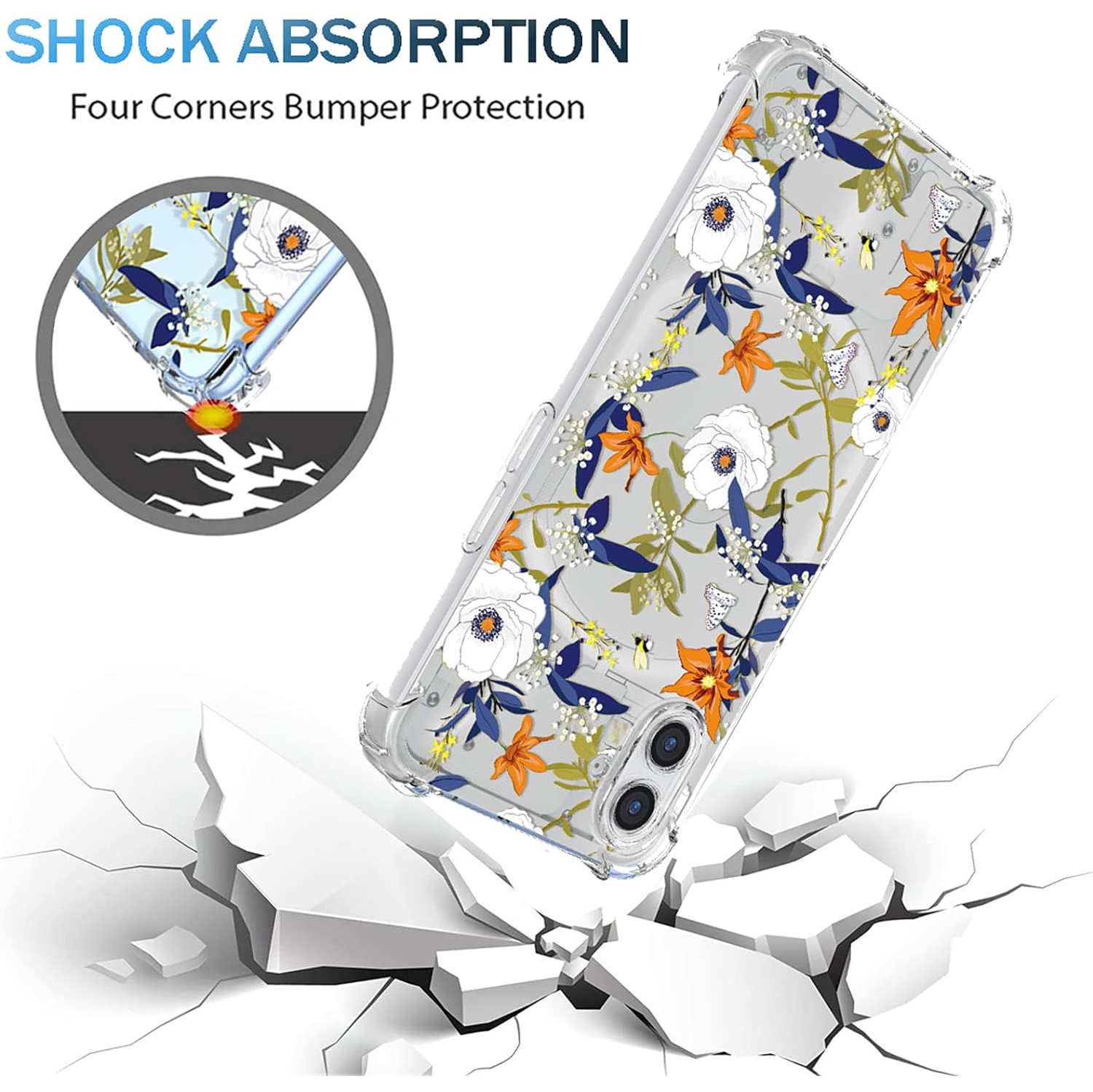 for Nothing Phone One Case Nothing Phone 1 A063 Case Womens Clear Flower Pattern Slim Case Soft TPU Cover