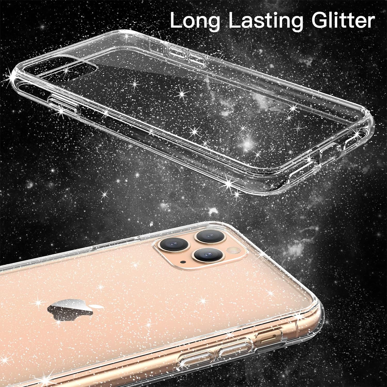 Glitter Case for iPhone 11 Pro Max, 6.5-Inch, Bling Sparkle Shockproof Phone Bumper Cover, Cute Sparkly