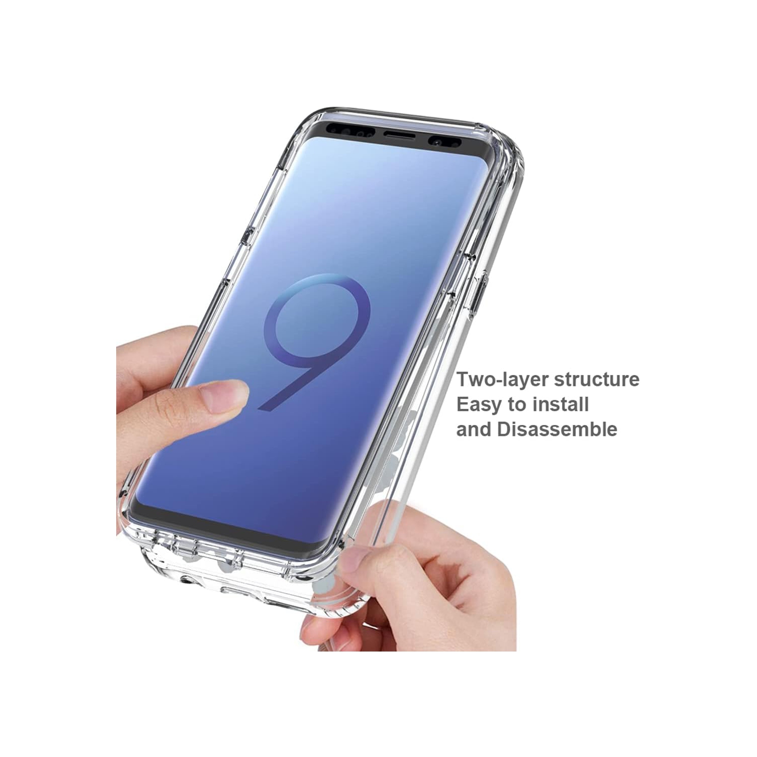 Étui pour Galaxy S9, étui pour Samsung S9 SM-G960U avec protecteur d'écran en verre trempé, papillon transparent