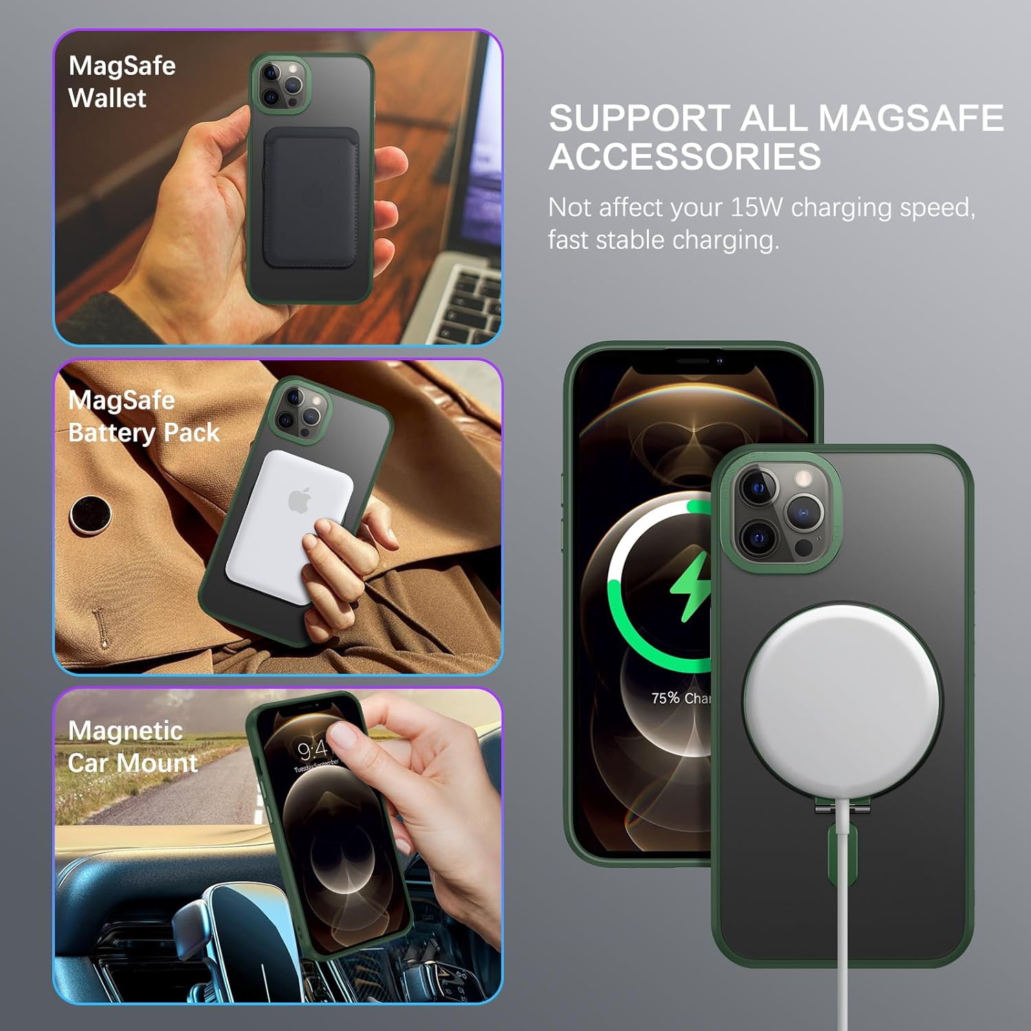 Magnetic Case for iPhone 12 Pro Max Compatible with MagSafe, Magnetic Kickstand iPhone 12 Pro Max Case Cover