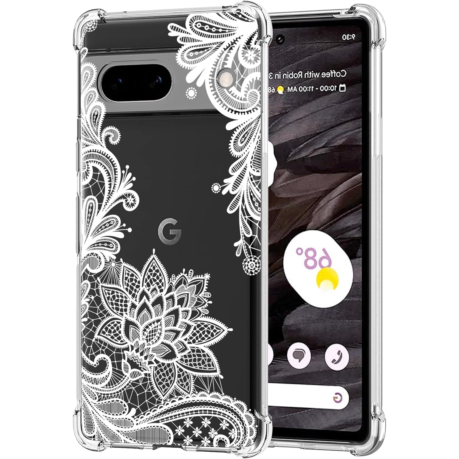 Étui pour Pixel 7&nbsp;A, étui pour 7&nbsp;A GWKK3 de Google pour filles, étui souple en TPUR transparent à motif floral