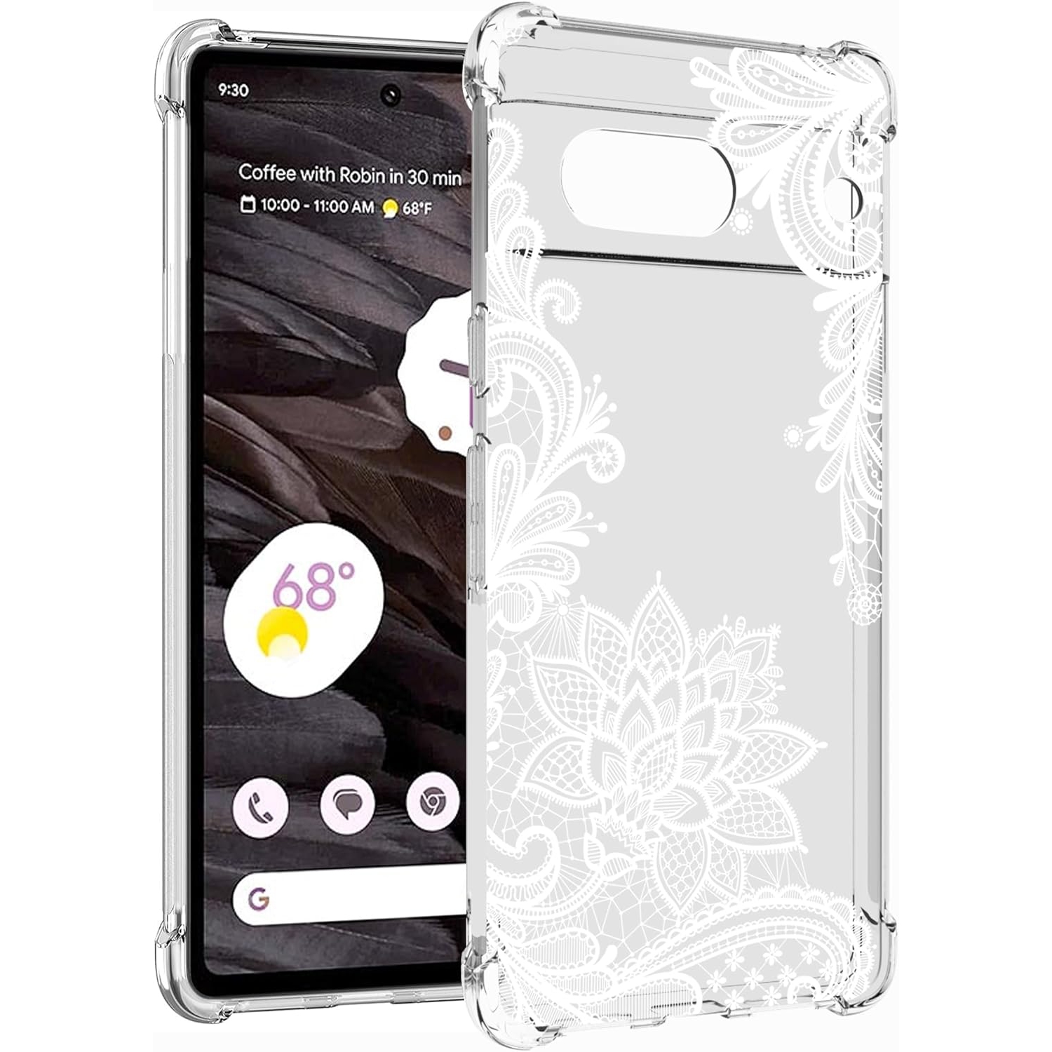 Étui pour Pixel 7&nbsp;A, étui pour 7&nbsp;A GWKK3 de Google pour filles, étui souple en TPUR transparent à motif floral