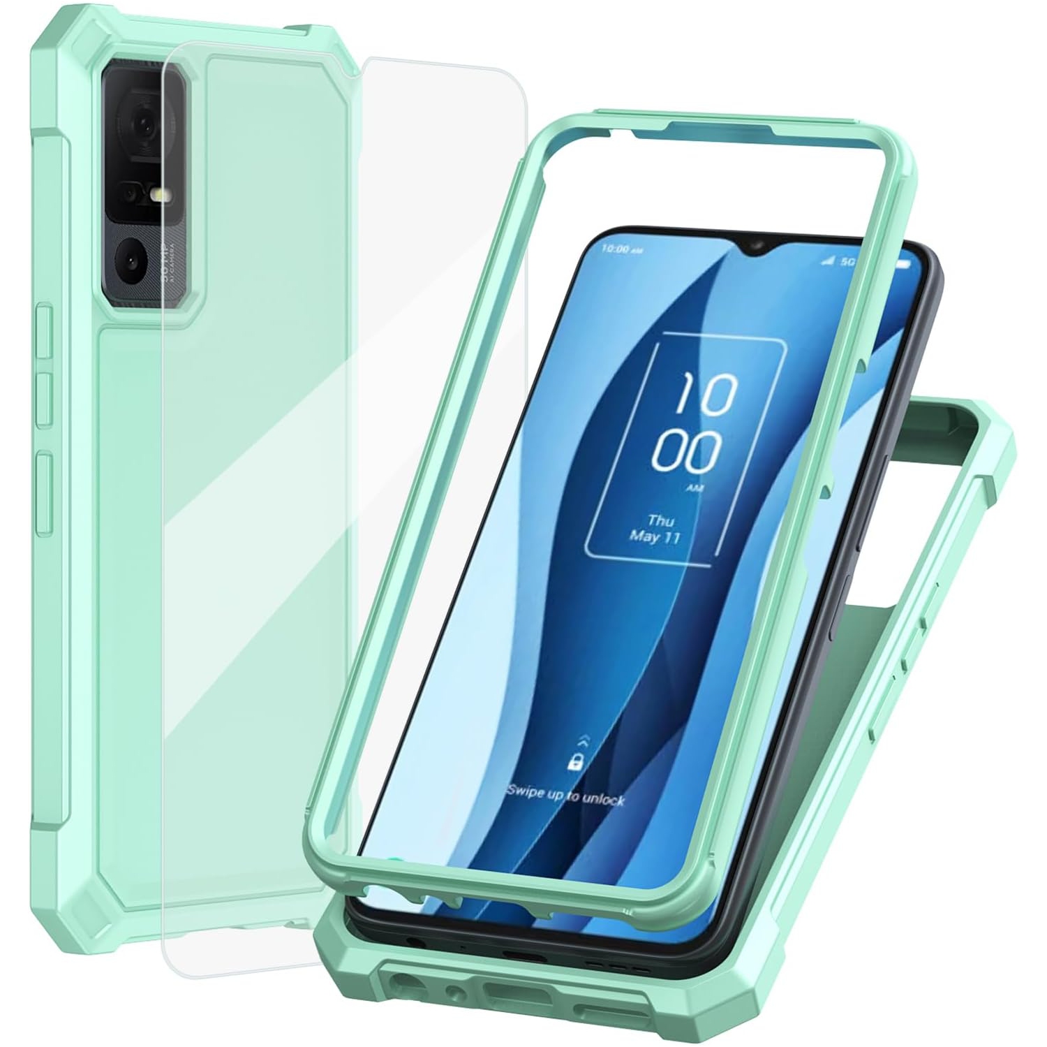 Case for TCL 40 XE, TCL 40XE Phone Case 6.56" with Screen Protector, Dual Layer Structure Protection,