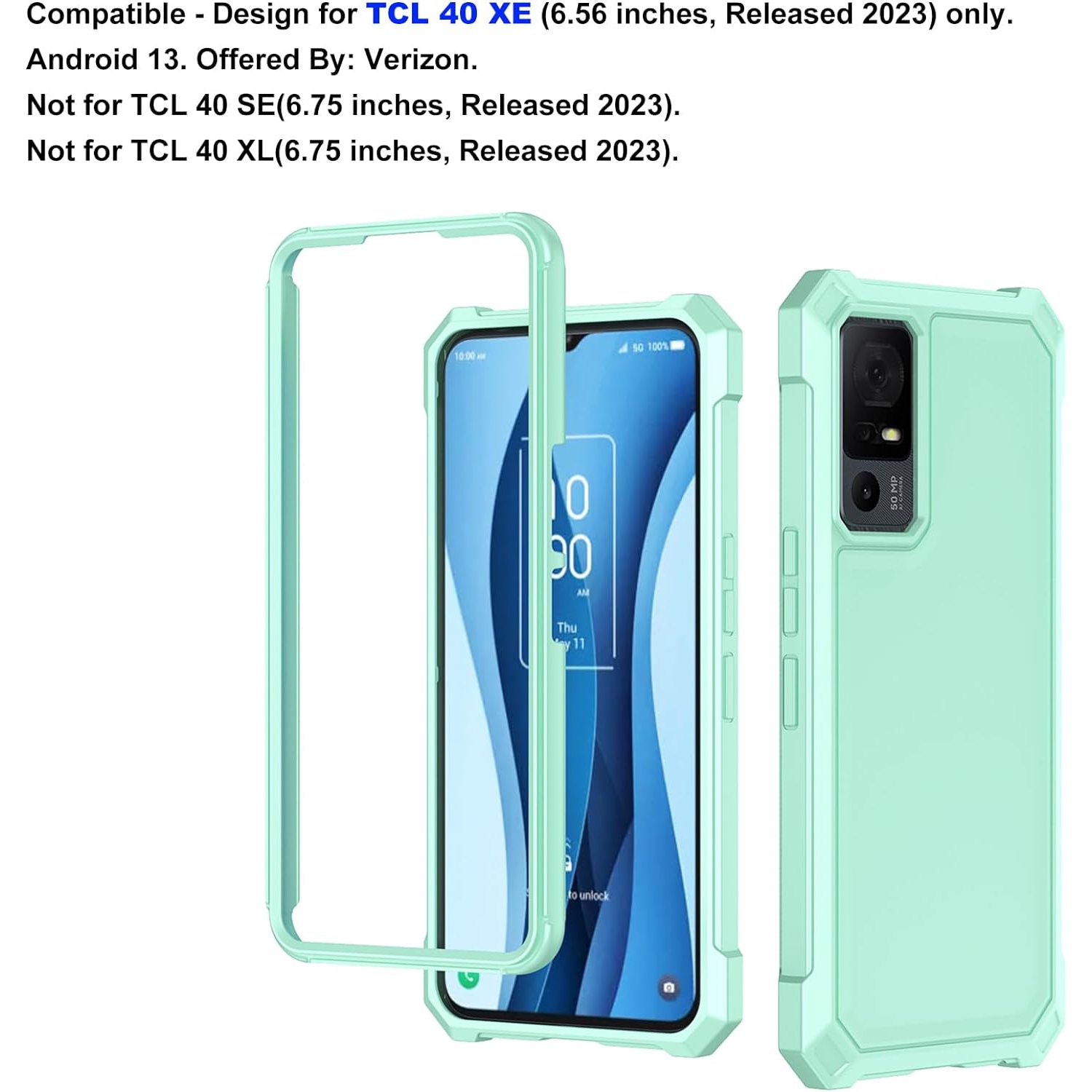 Case for TCL 40 XE, TCL 40XE Phone Case 6.56" with Screen Protector, Dual Layer Structure Protection,