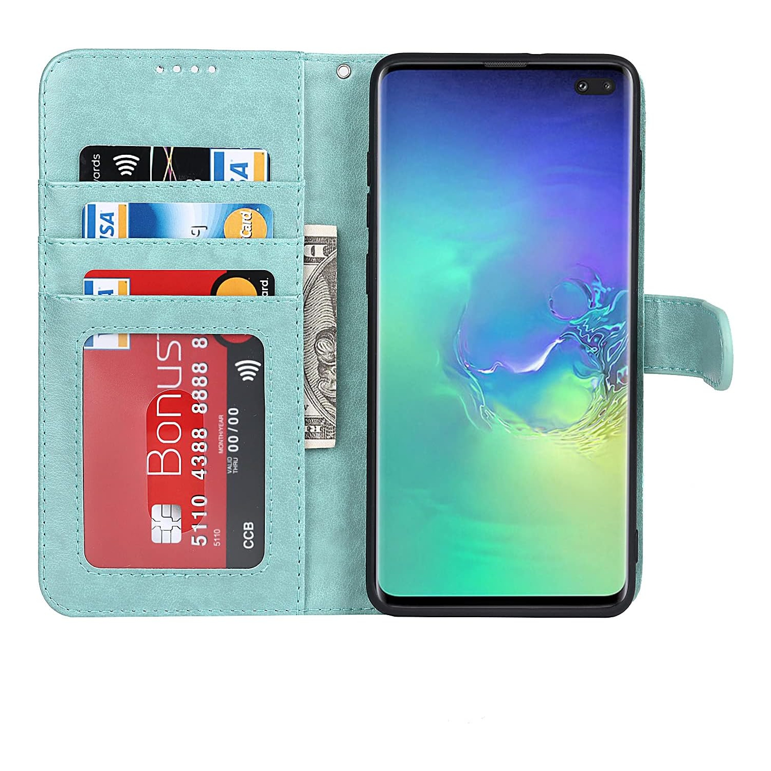 Samsung Galaxy S10 Plus Wallet Case,Premium Leather Card Holder Card Slot Magnetic Closure Flip Kickstand Women