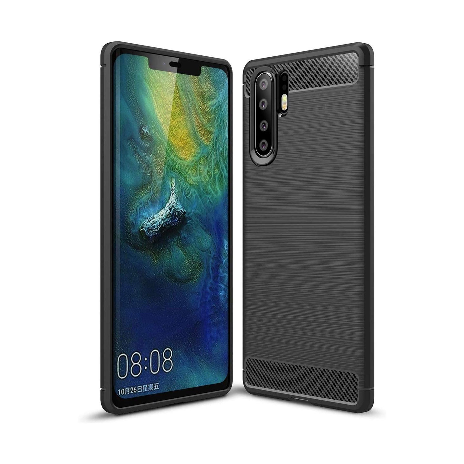 [Fibre de carbone] Étui pour Huawei P30 Pro, durable [absorption des chocs] Étui mince TPU léger