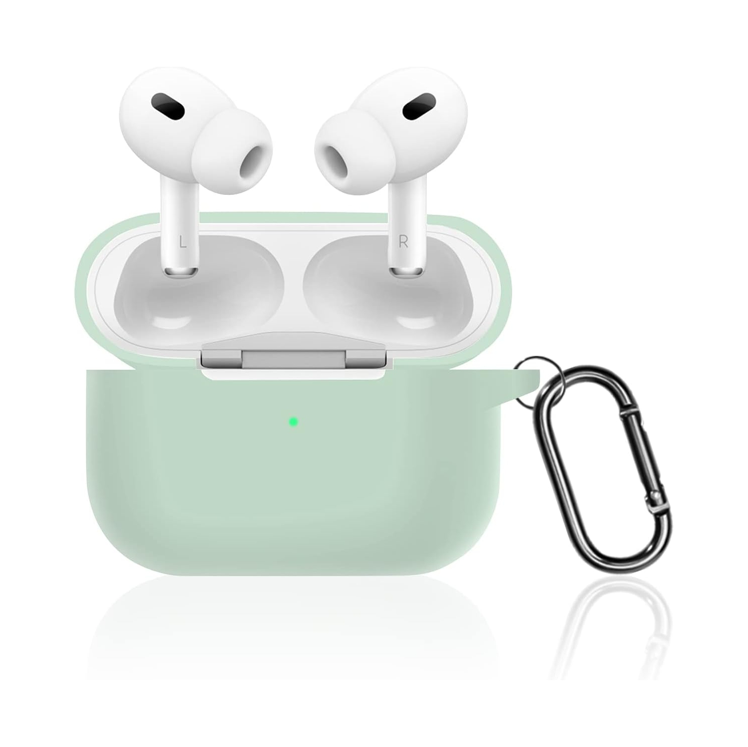 Étui pour AirPods Pro 2, étui en silicone souple absorbant les chocs avec porte-clés pour le nouvel étui pour AirPods Pro d'Apple (lumineux
