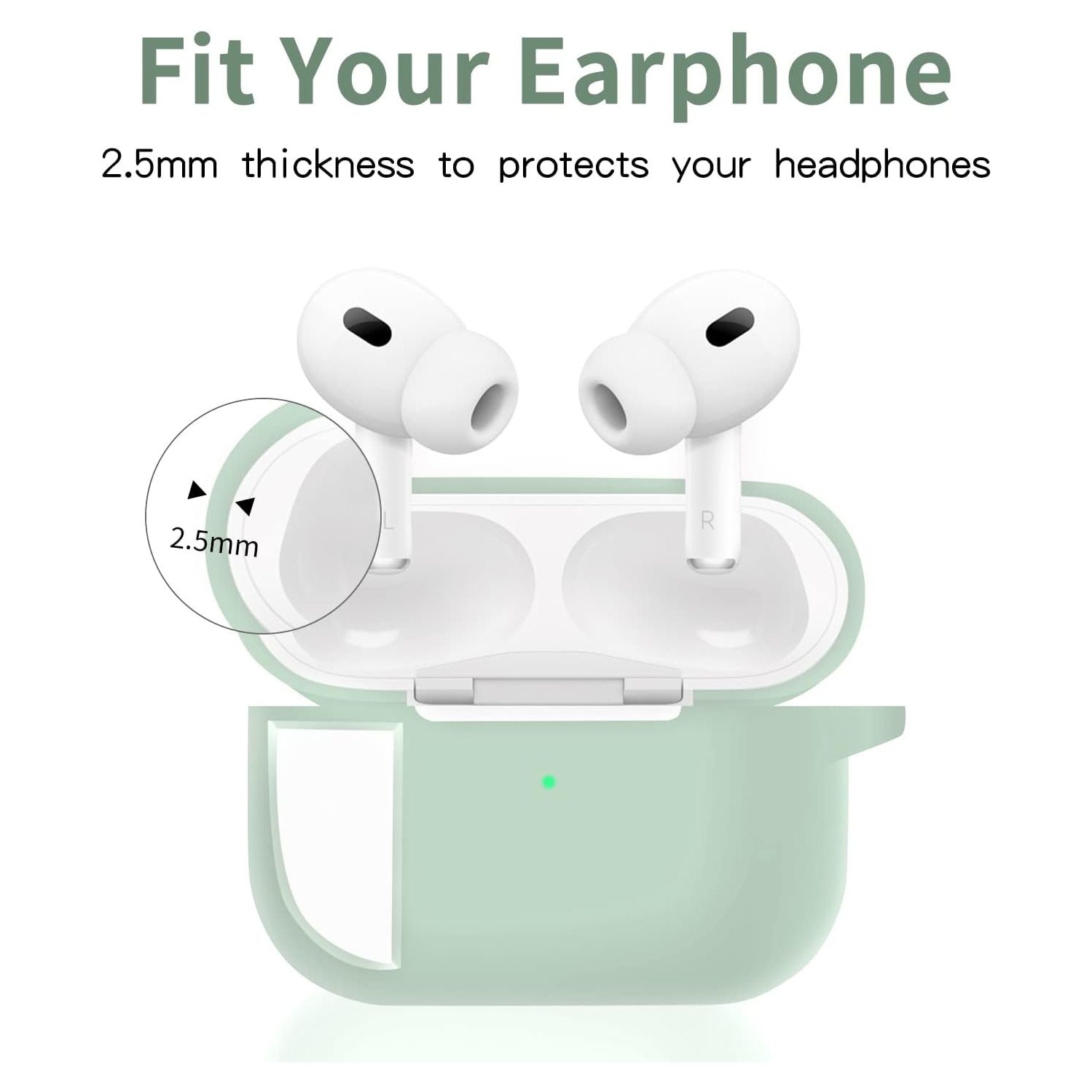 Étui pour AirPods Pro 2, étui en silicone souple absorbant les chocs avec porte-clés pour le nouvel étui pour AirPods Pro d'Apple (lumineux