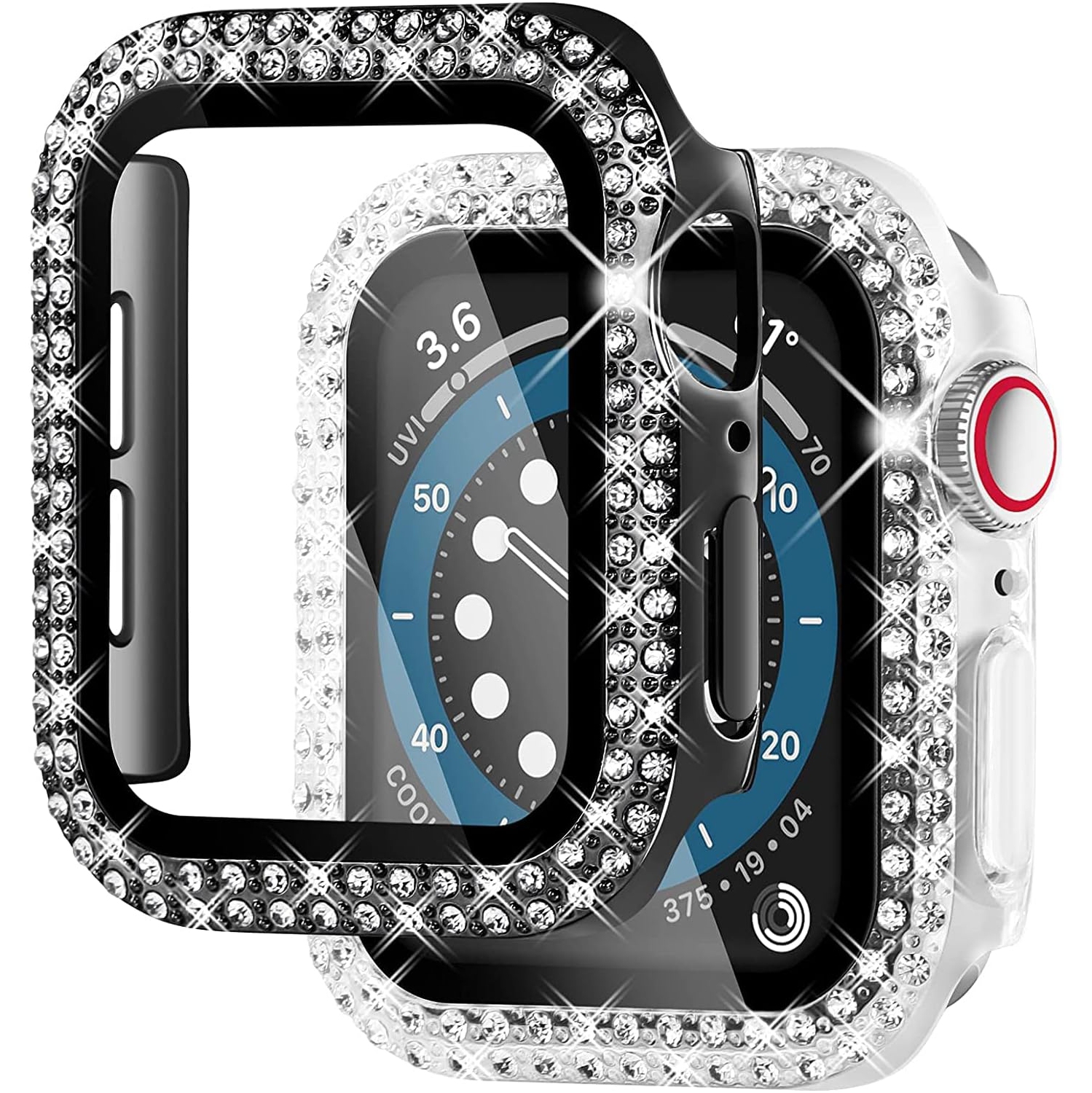 2 Pack Hard PC Case with with Screen Protector Compatible with Apple iWatch SE Series 7 Series (S7 45mm,