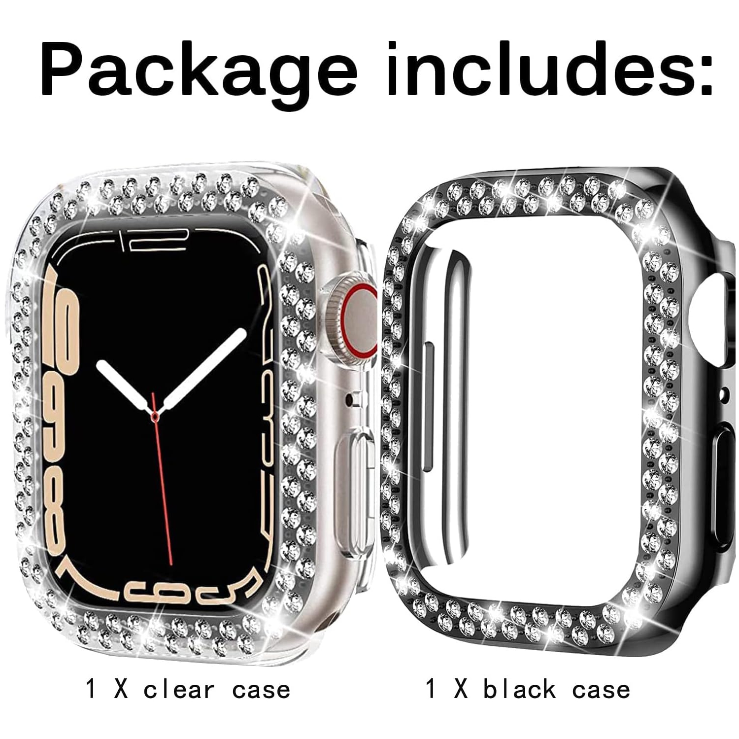 2 Pack Hard PC Case with with Screen Protector Compatible with Apple iWatch SE Series 7 Series (S7 45mm,