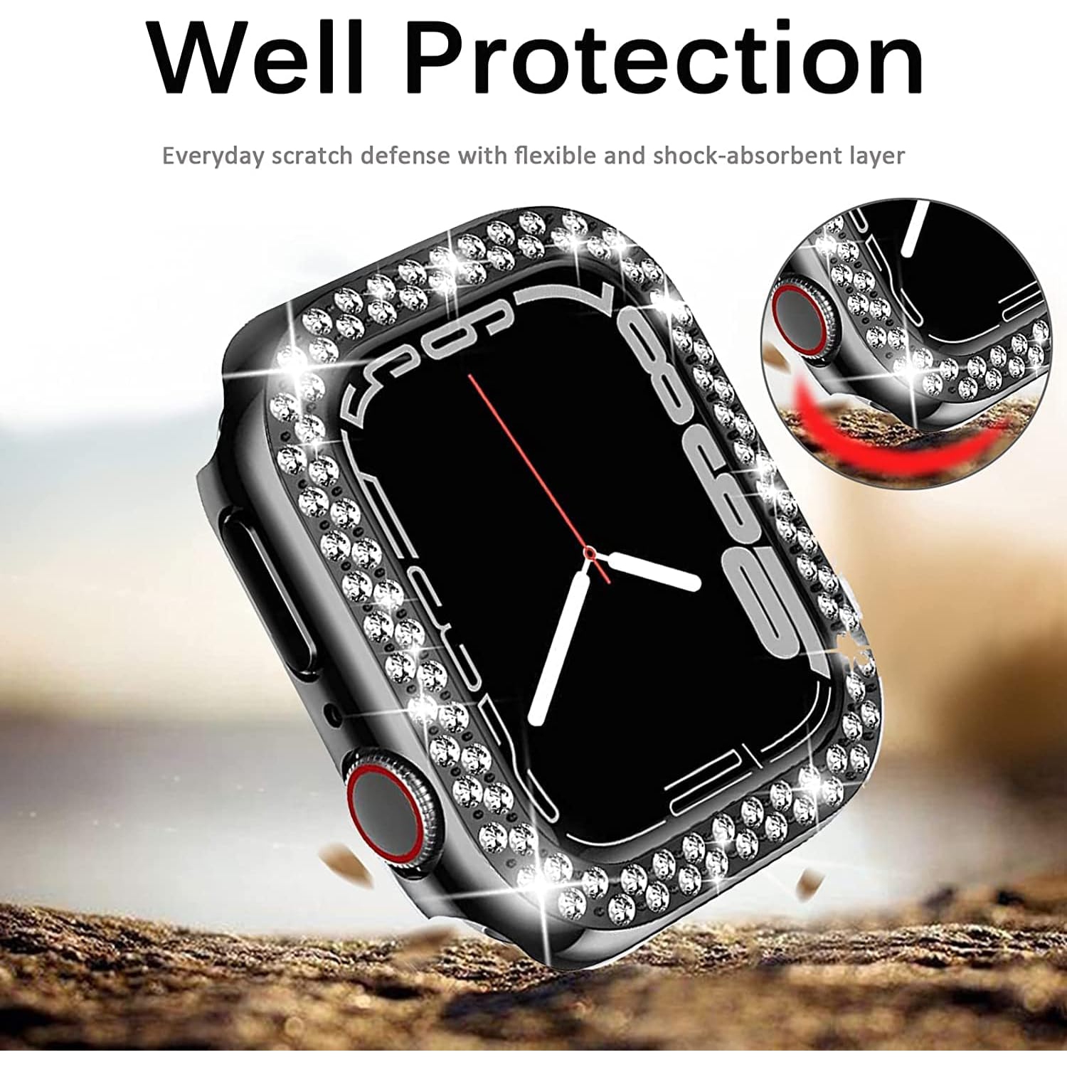 2 Pack Hard PC Case with with Screen Protector Compatible with Apple iWatch SE Series 7 Series (S7 45mm,