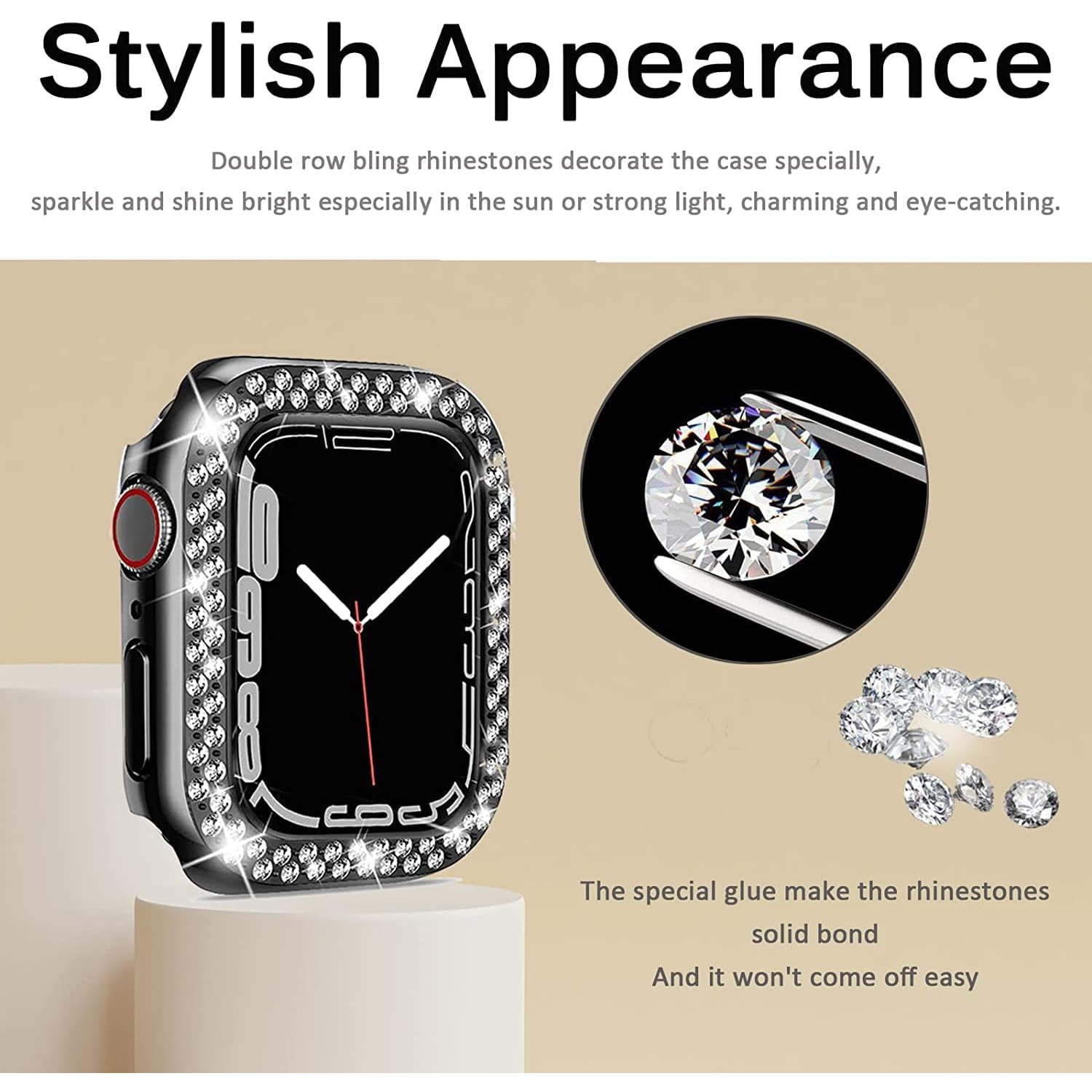 2 Pack Hard PC Case with with Screen Protector Compatible with Apple iWatch SE Series 7 Series (S7 45mm,