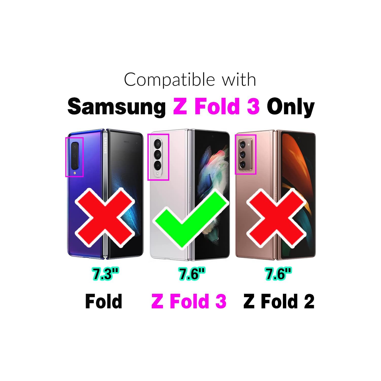 Phone Case for Samsung Galaxy Z Fold 3 5G 2021 Cover Thin Slim Shockproof Hard PC Shell Rugged Protective