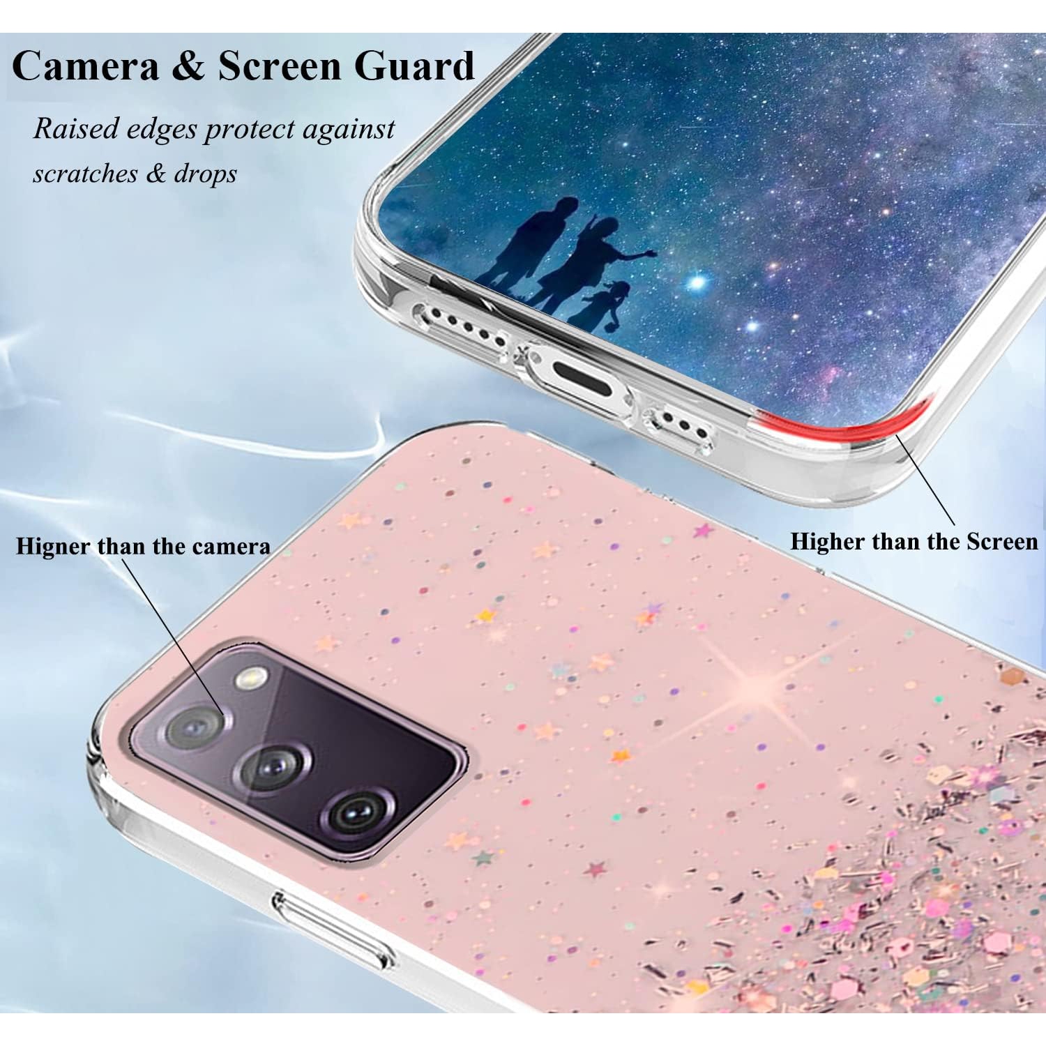 Phone Case for Samsung S20 FE 5g Case Clear Glitter Sparkle Silicone, Samsung Galaxy S20 FE 5g Case Transparent