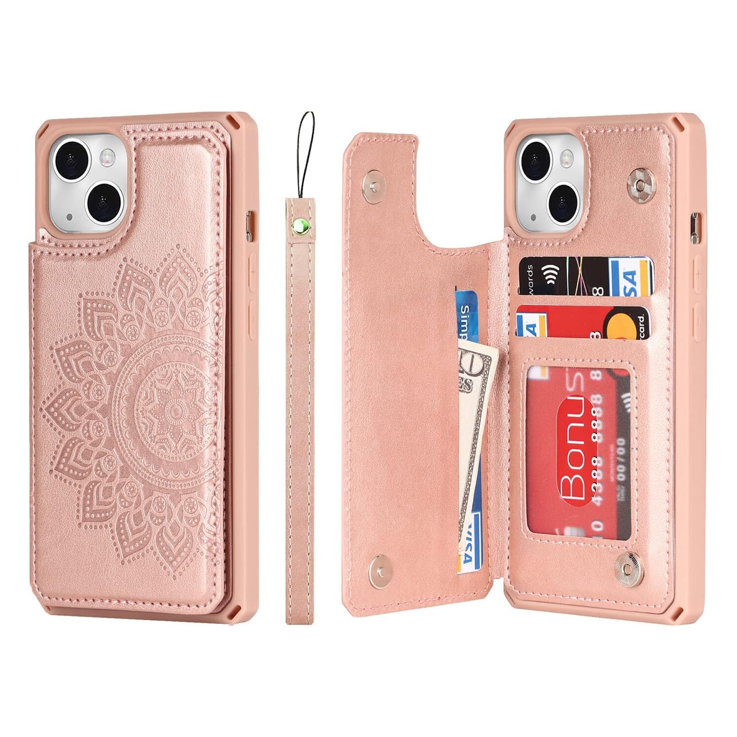 for iPhone 13 Case with Card Holder,Wallet Case with Credit Card Holders for iPhone13 Phone Case,PU Leather Card
