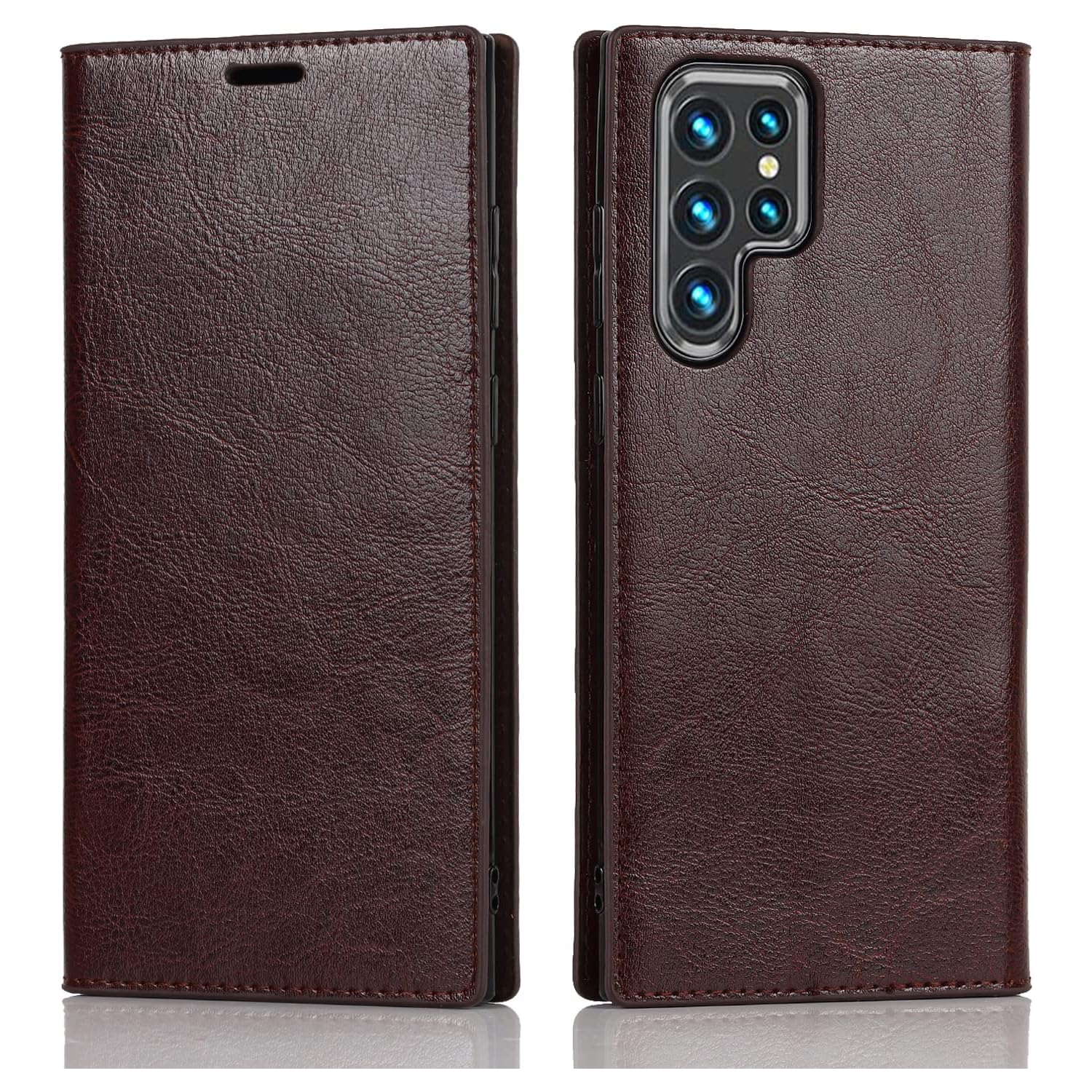 Pour Samsung Galaxy S22 Ultra 5G étui portefeuille avec fentes pour cartes, béquille en cuir de qualité supérieure Feature Flip