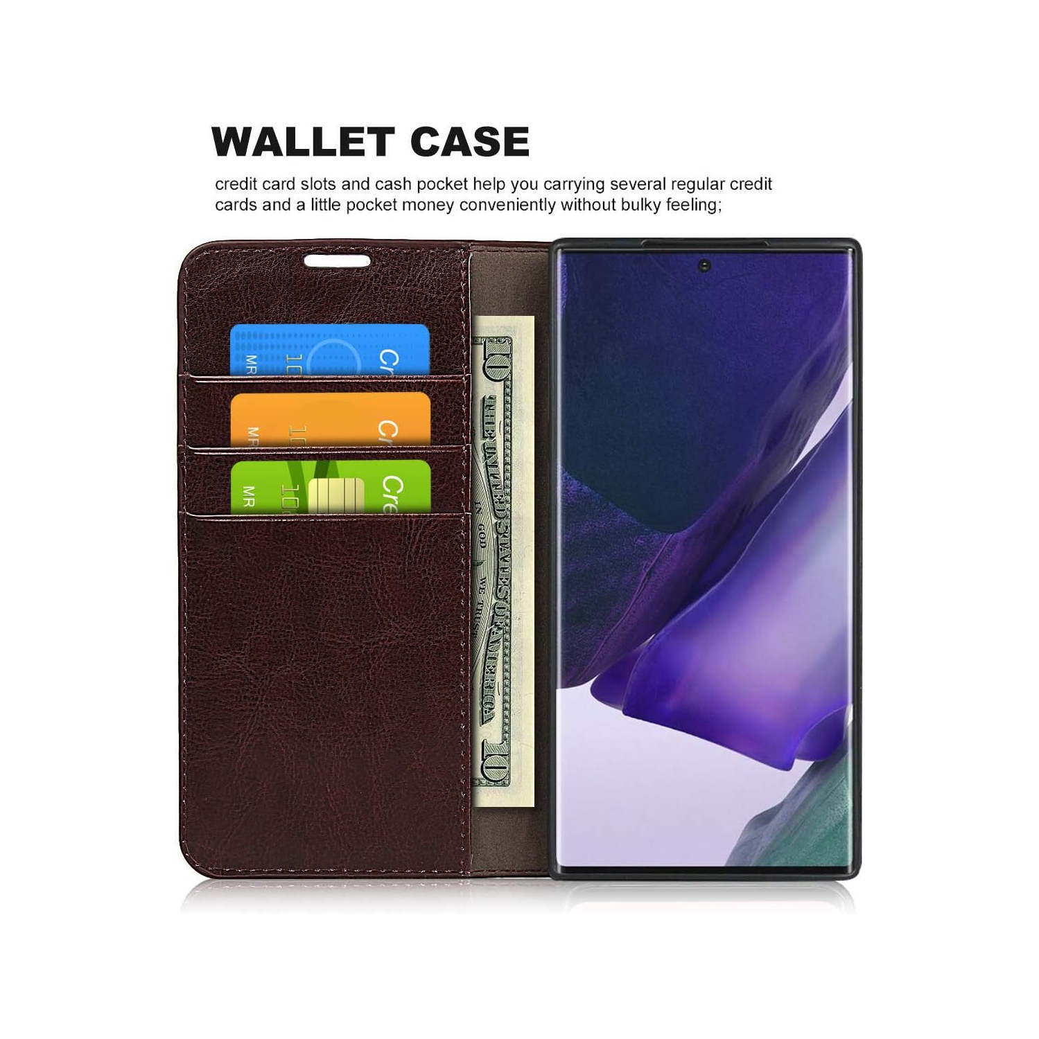 Pour Samsung Galaxy S22 Ultra 5G étui portefeuille avec fentes pour cartes, béquille en cuir de qualité supérieure Feature Flip