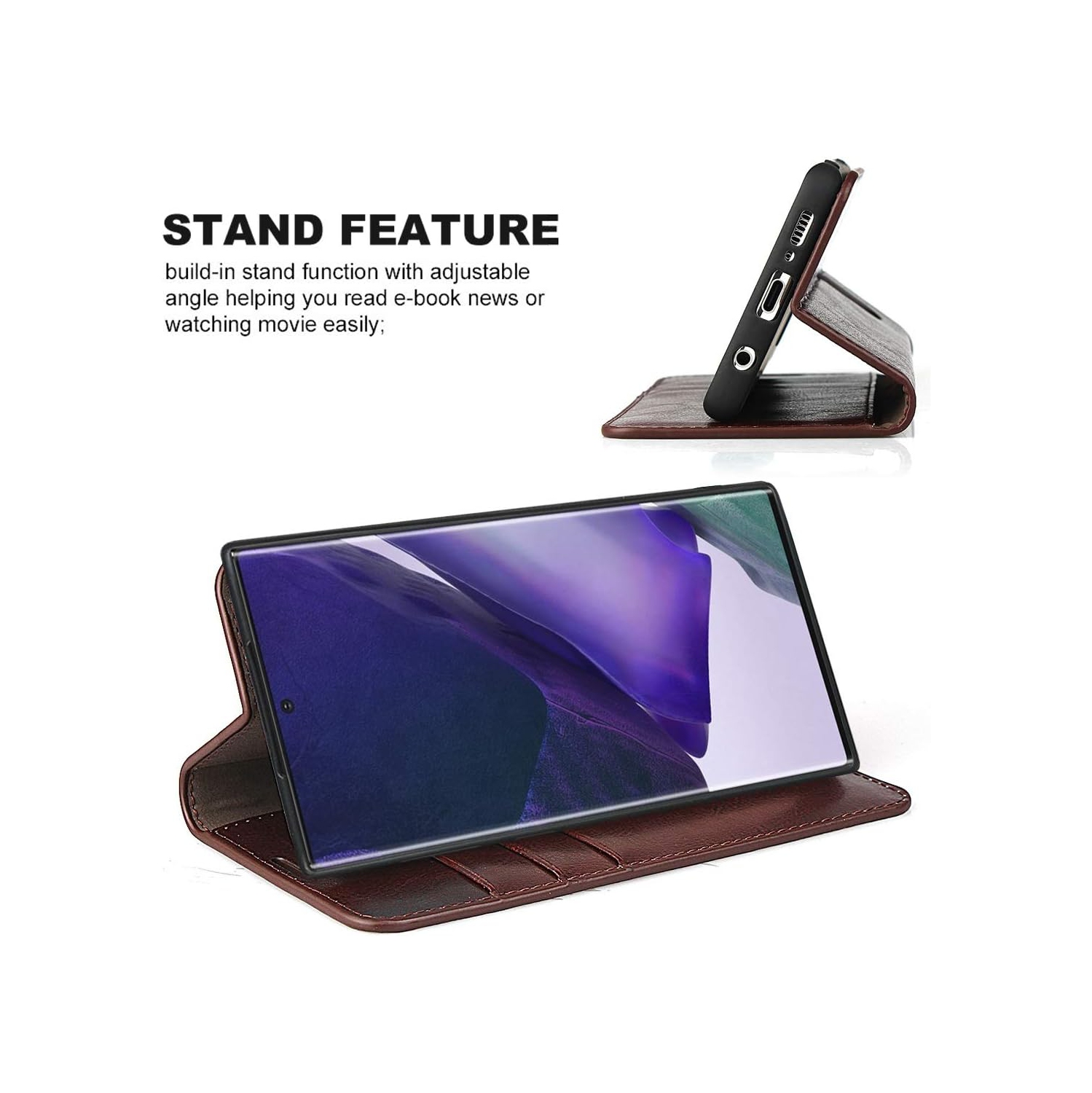 Pour Samsung Galaxy S22 Ultra 5G étui portefeuille avec fentes pour cartes, béquille en cuir de qualité supérieure Feature Flip