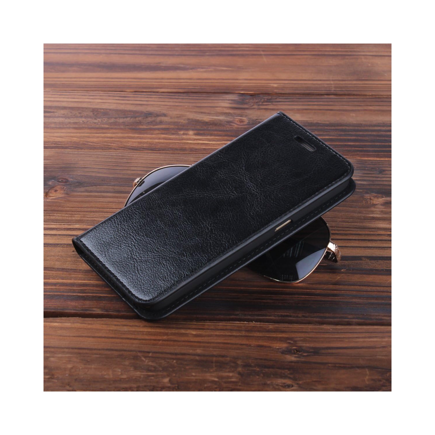 Samsung Galaxy S7 Case, Genuine Leather Wallet Case [Slim Fit] Folio Book Design with Stand and Card Slots