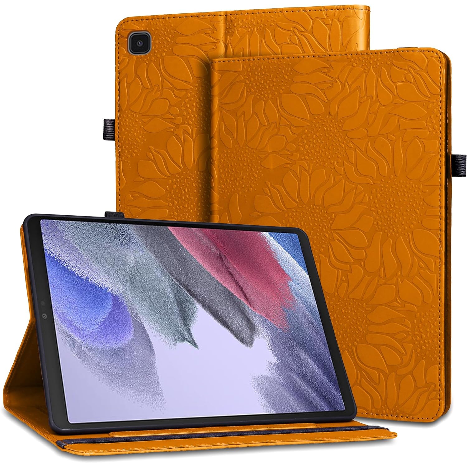 Case for Samsung Galaxy Tab 10.1 2019 (SM-T510 / T515), Premium PU Leather Sunflower Shockproof Wallet Folio Cover