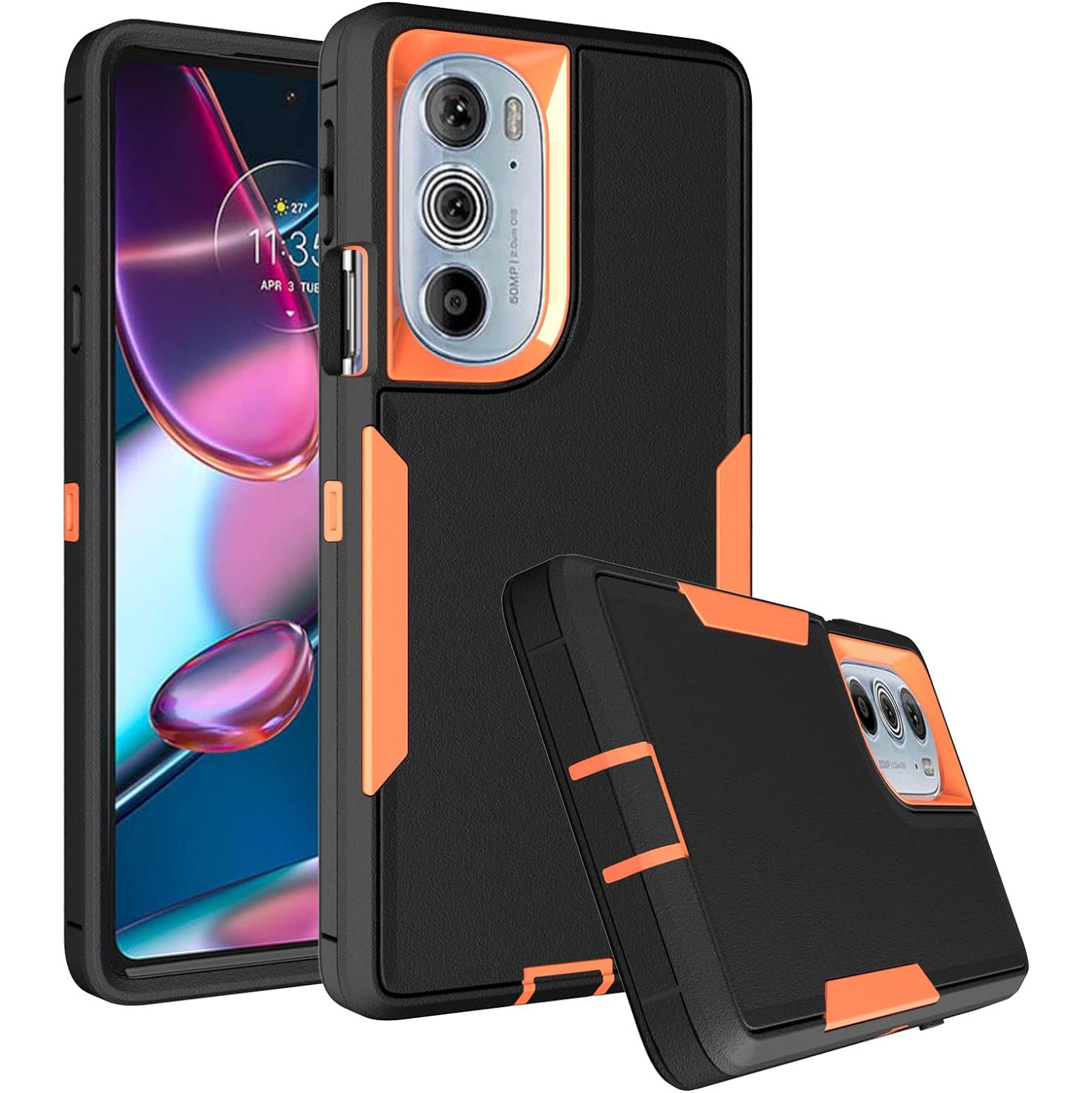 for Motorola Edge Plus (2022) Case, Moto Edge Plus 5G UW 2022 Case with Dust-Proof Cap, Full Body Protection