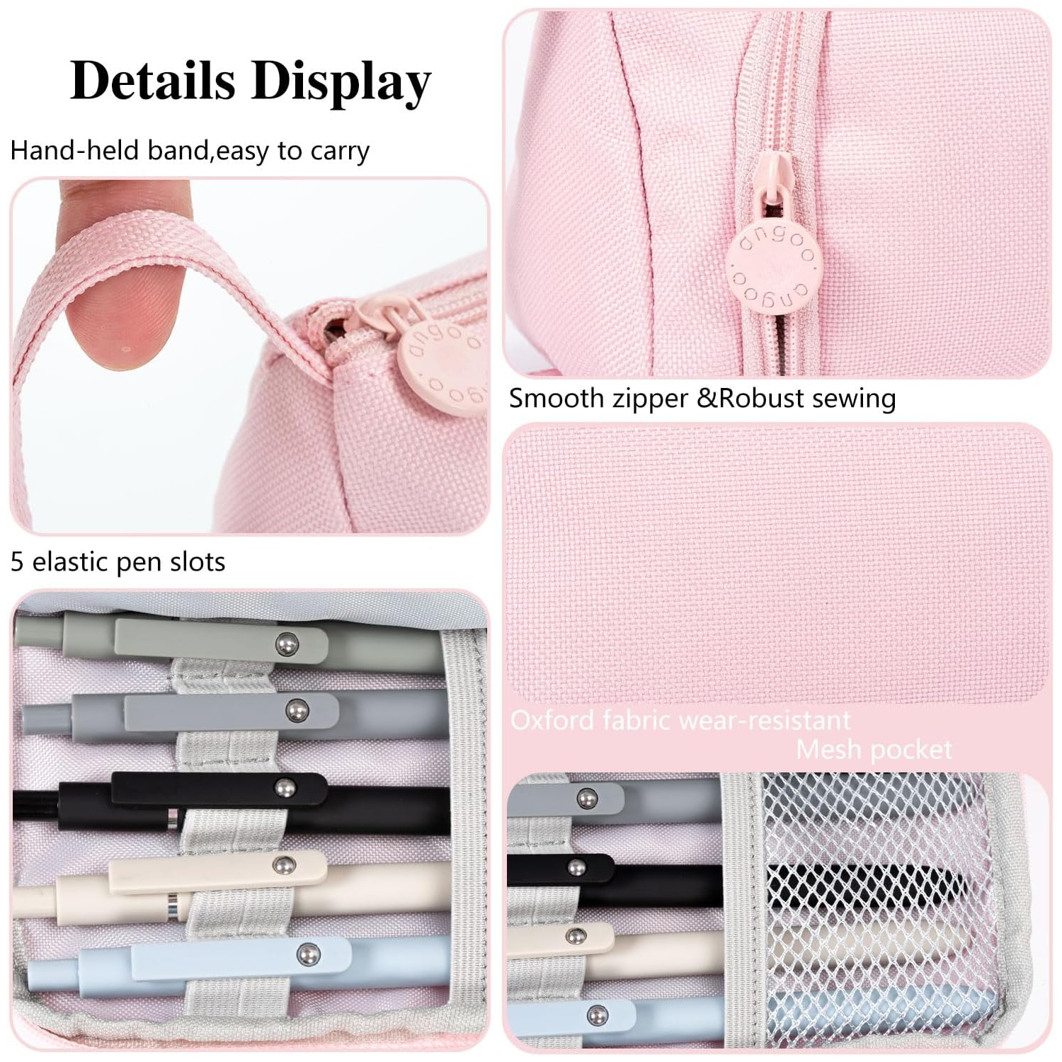 Large Pencil Case, Aesthetic Pencil Case, Handheld Cute Pencil Case with Zipper Compartments, Oxford Stationery Storage