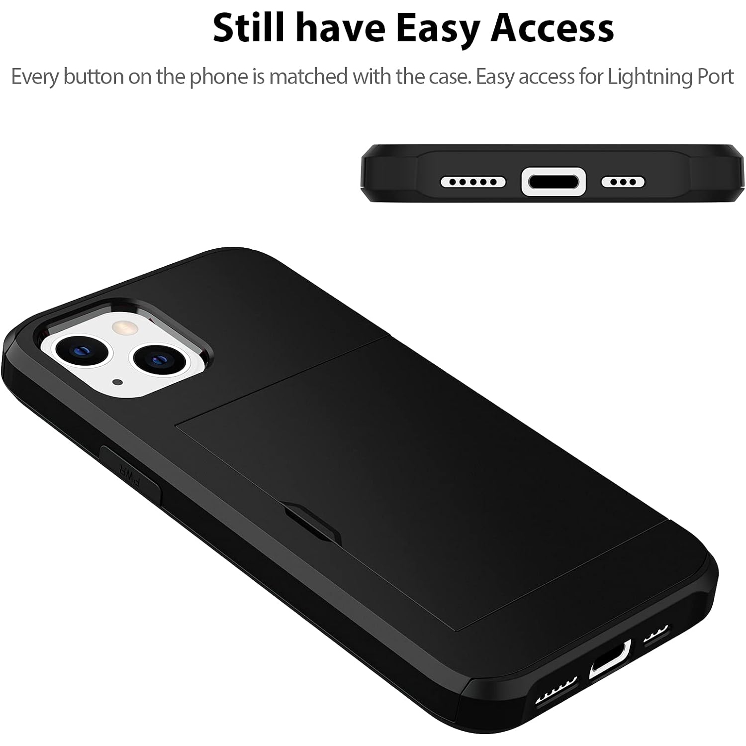 compatible with iPhone 13 Mini Case, Credit Card IDs Holder Wallet Back Pocket Slide Cover Card Slot Dual Layer