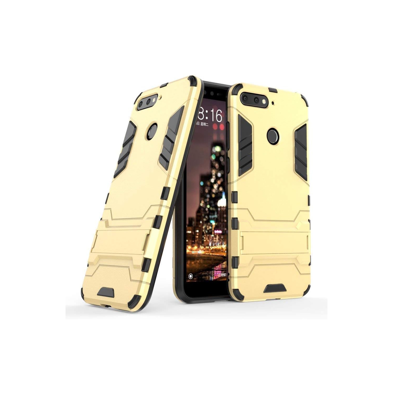 Étui antichoc 2-en-1 pour Y6 2018/Honor 7&nbsp;A de Huawei avec béquille, doté d'un protecteur hybride double couche Armor Defender