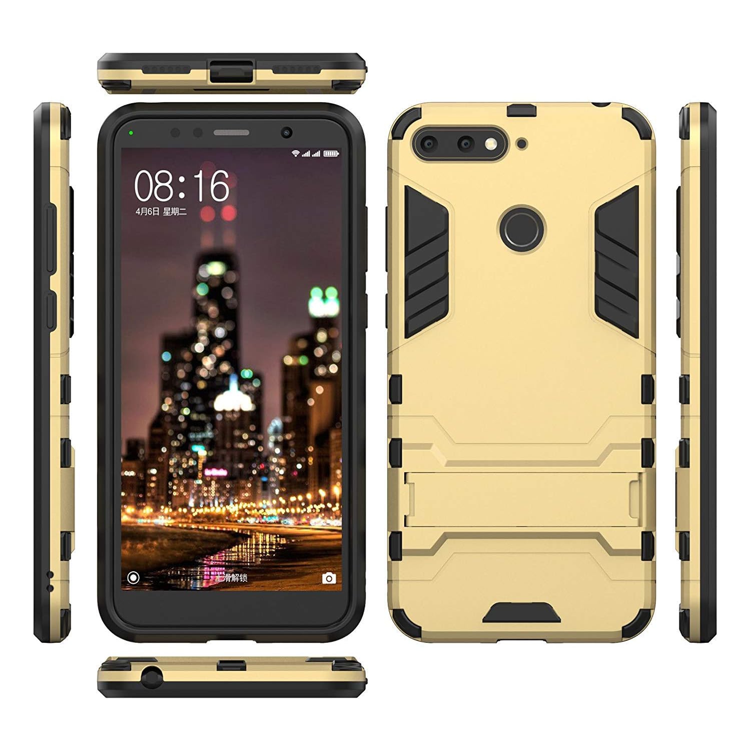 Étui antichoc 2-en-1 pour Y6 2018/Honor 7&nbsp;A de Huawei avec béquille, doté d'un protecteur hybride double couche Armor Defender