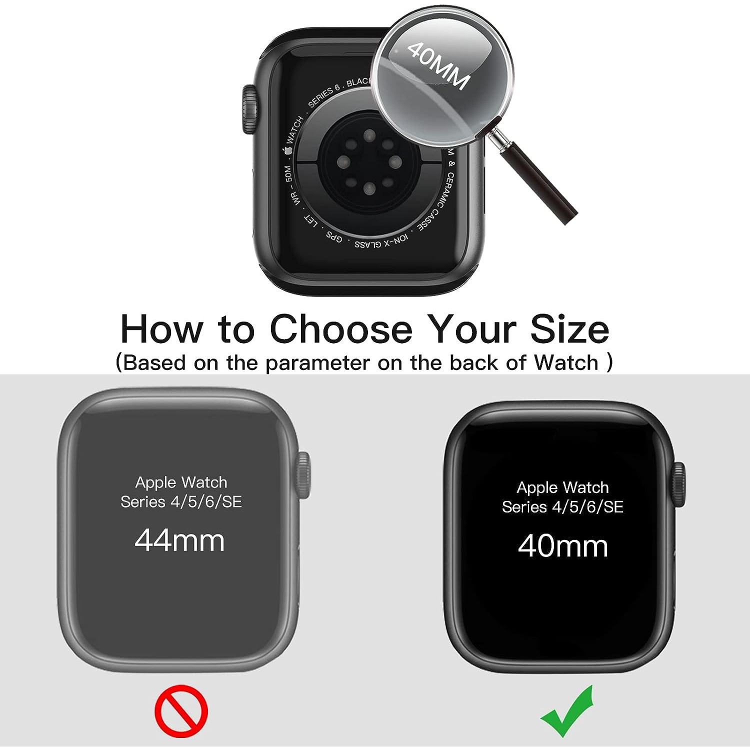 Étui avec protecteur d'écran compatible avec Apple Watch SE/Série 6 5 4 40 mm, protection globale