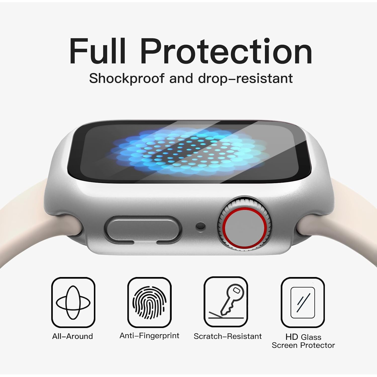 Étui avec protecteur d'écran compatible avec Apple Watch SE/Série 6 5 4 40 mm, protection globale
