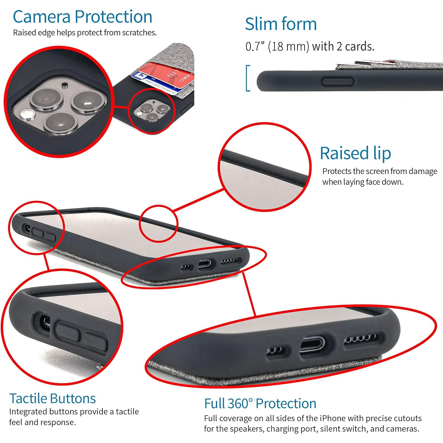 M2L Liquid Silicone Luxe Card Case for iPhone 11 Pro Max: Extra Protective Wallet Case with Built-in Metal