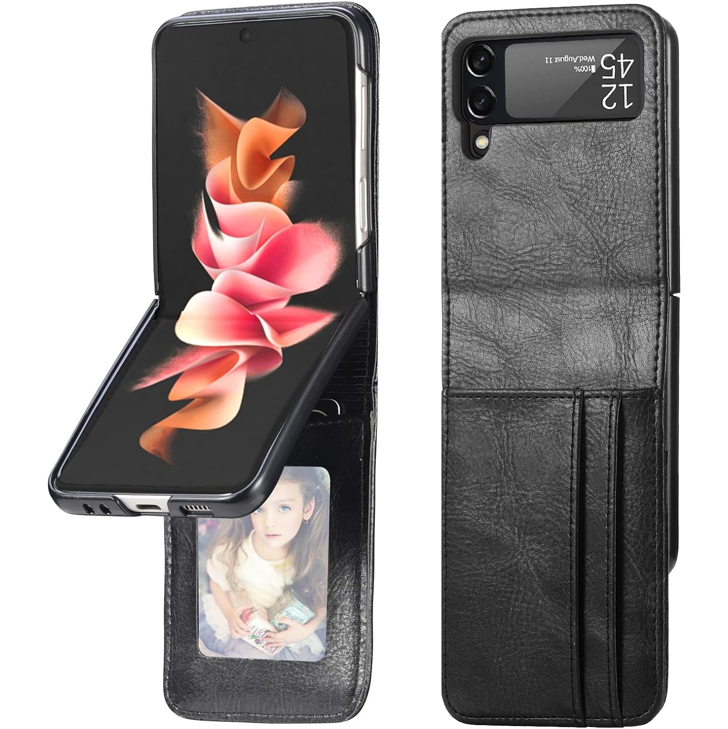 CCSamll for Samsung Galaxy Z Flip 3 Wallet Case with Card Holder,Touch Slim PU Leather Shockproof Phone Case Cover
