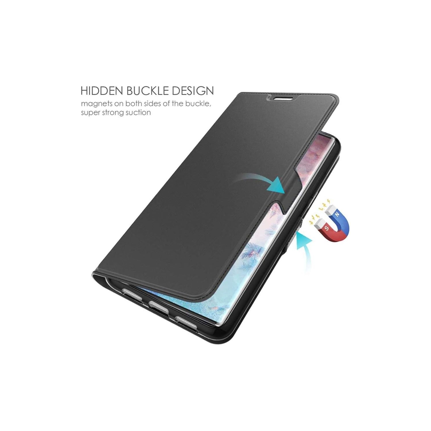 Étui protecteur à rabat mince en cuir avec porte-carte et fermeture magnétique pour Galaxy Note 10 de Samsung