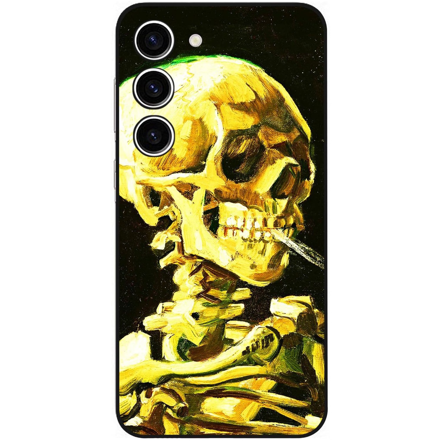 Compatible avec le Galaxy S23+ plus 5G de Samsung, cet étui en silicone Cute Art et son élégant crâne de mort noir