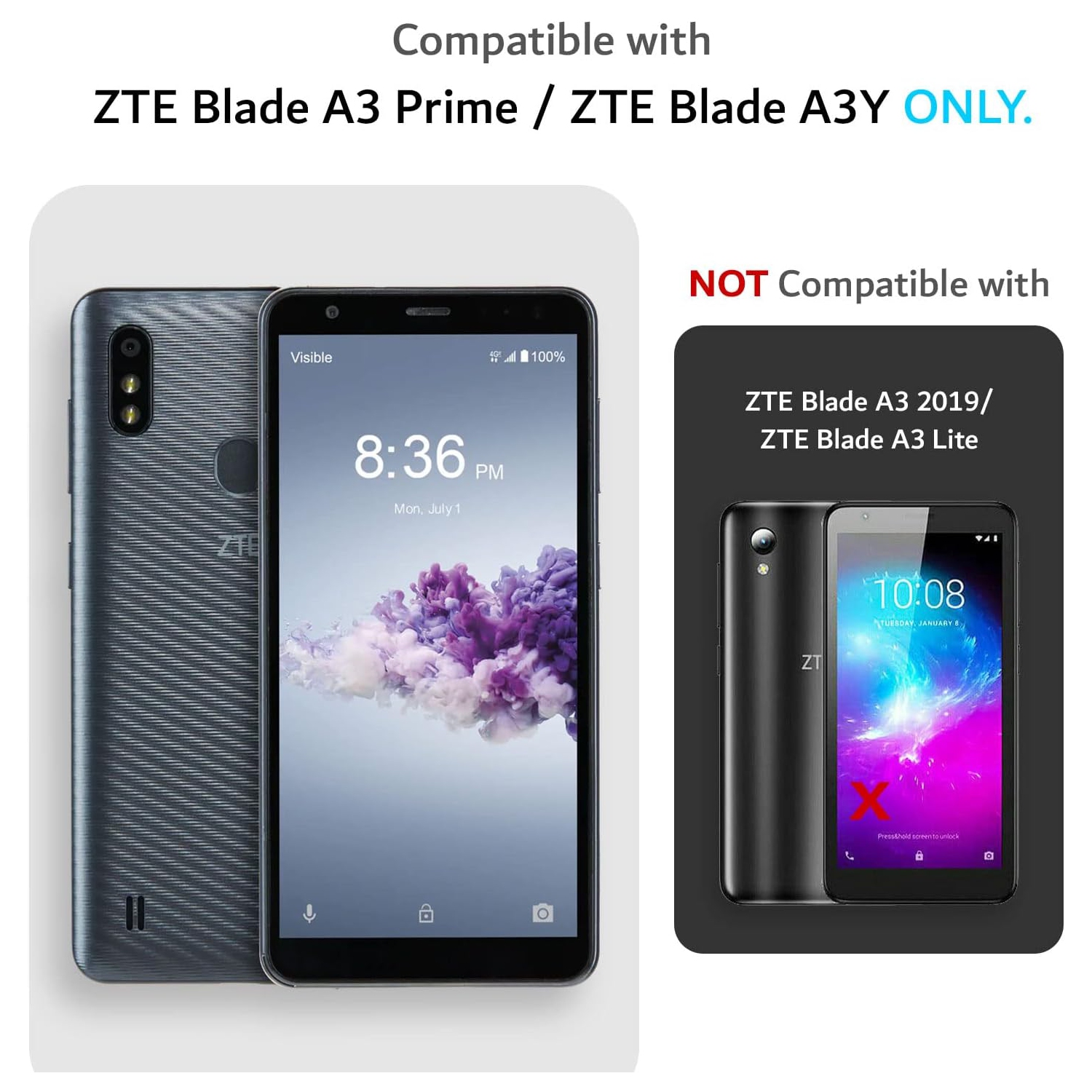 Dual Layer Fit Designed for ZTE Blade A3 Prime Case, [Merge] Heavy Duty Protection Slim Hard Shell Phone Case