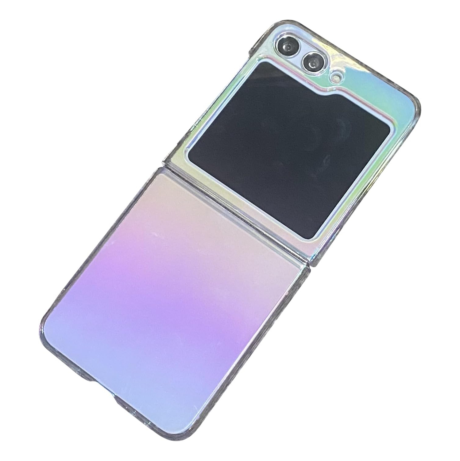 Samsung Galaxy Z Flip 5 Case, Shiny Reflective Sparkle Bling Rainbow Style Hard PC Protective Clear Case