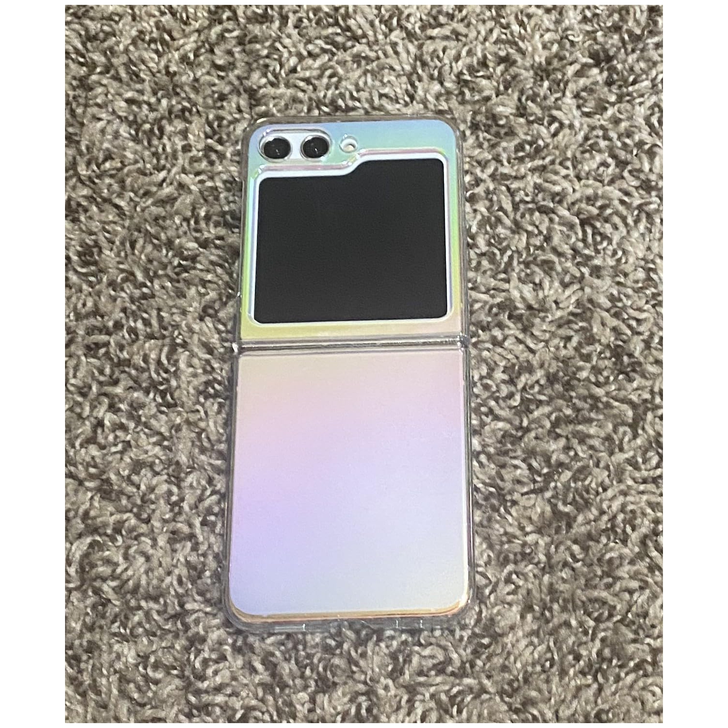 Samsung Galaxy Z Flip 5 Case, Shiny Reflective Sparkle Bling Rainbow Style Hard PC Protective Clear Case