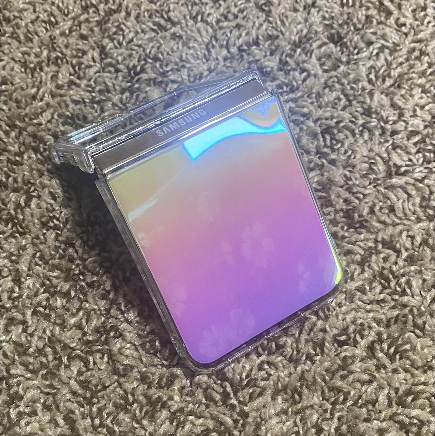 Samsung Galaxy Z Flip 5 Case, Shiny Reflective Sparkle Bling Rainbow Style Hard PC Protective Clear Case