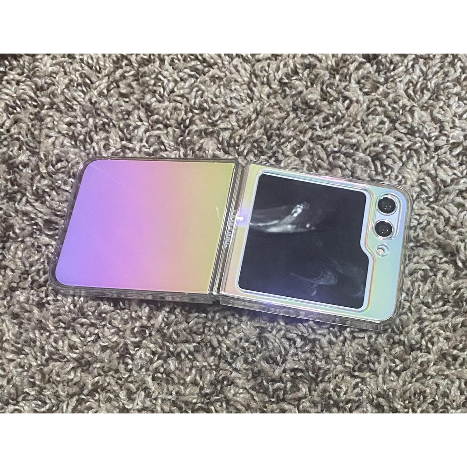 Samsung Galaxy Z Flip 5 Case, Shiny Reflective Sparkle Bling Rainbow Style Hard PC Protective Clear Case