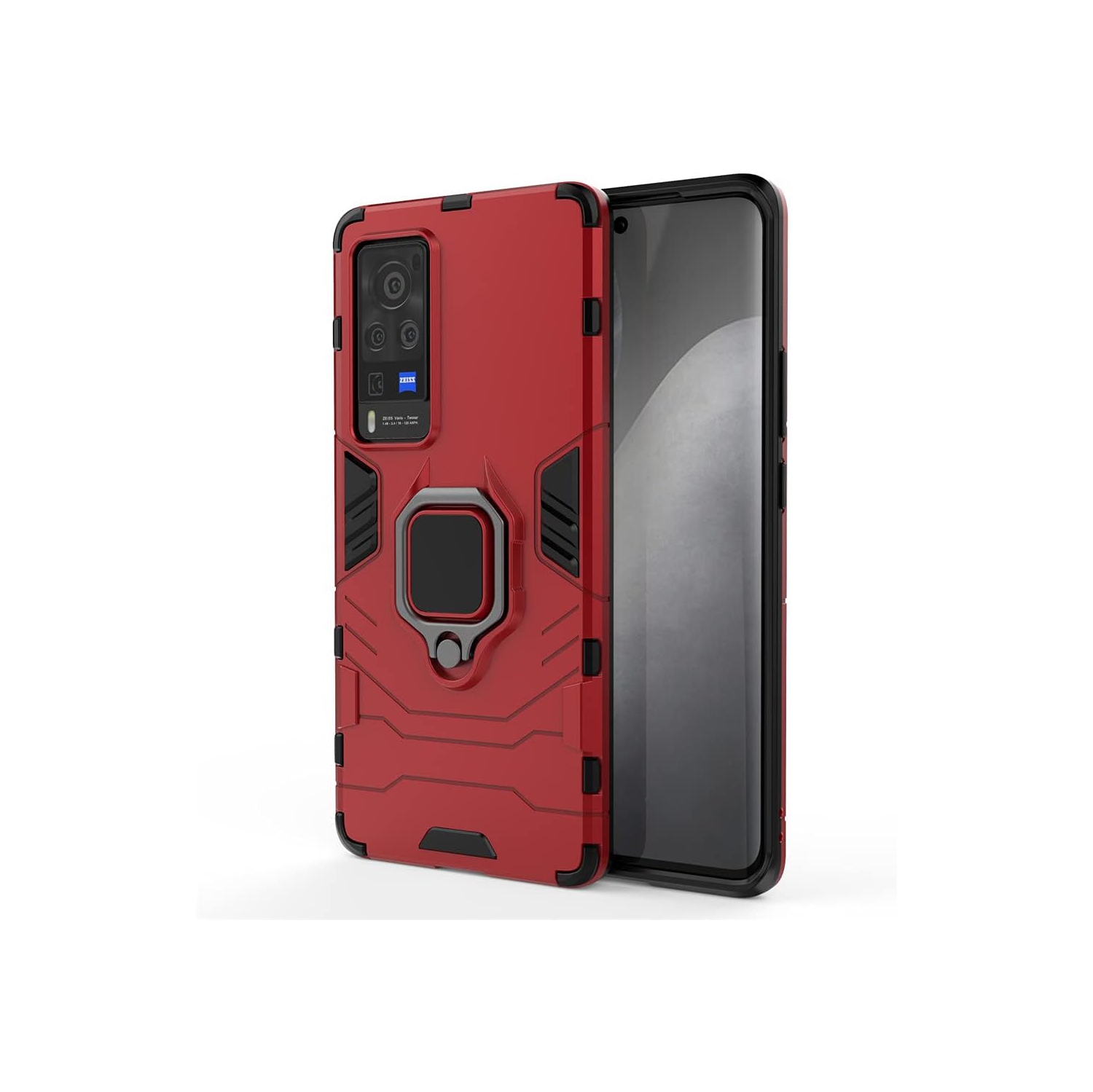 Compatible with VIVO X60 Pro Case, Metal Ring Grip Kickstand Shockproof Hard Bumper