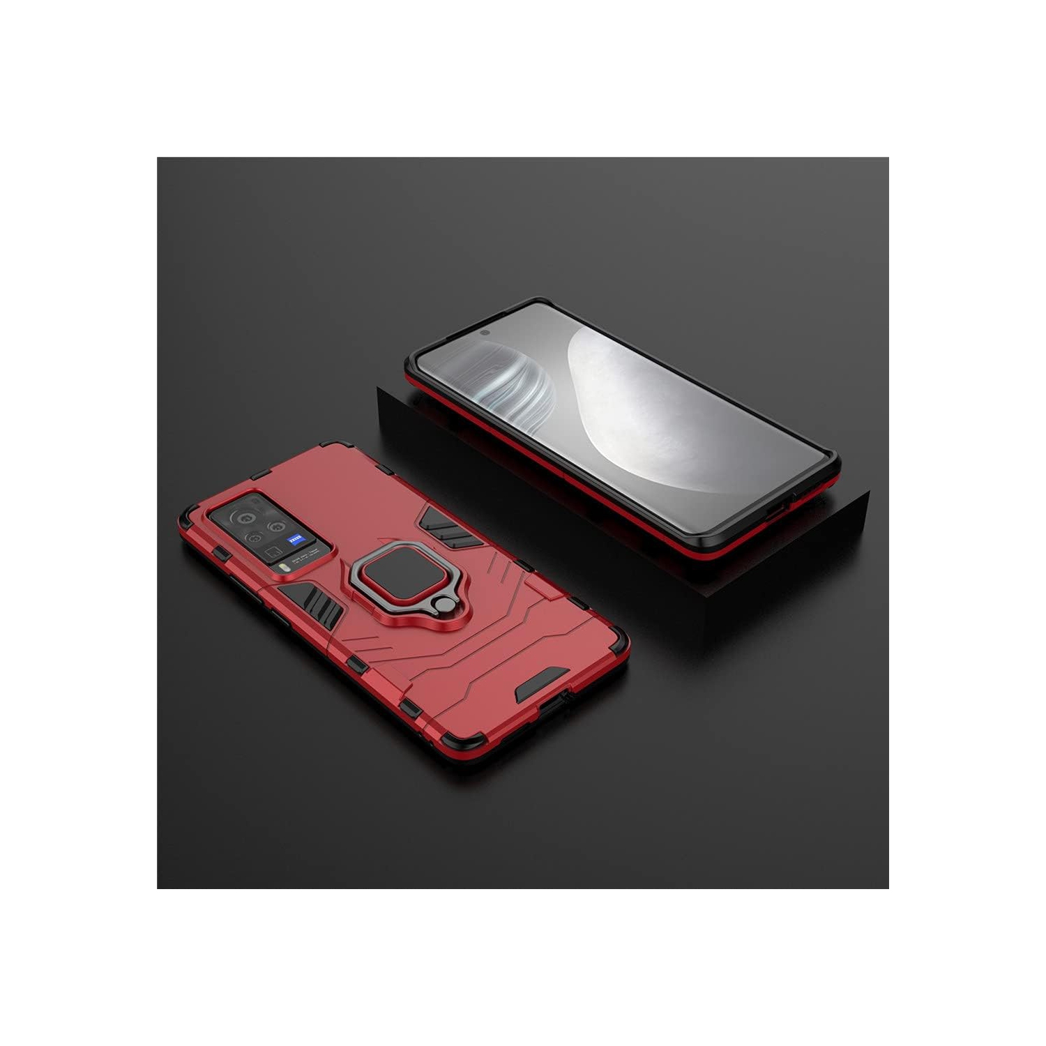 Compatible with VIVO X60 Pro Case, Metal Ring Grip Kickstand Shockproof Hard Bumper