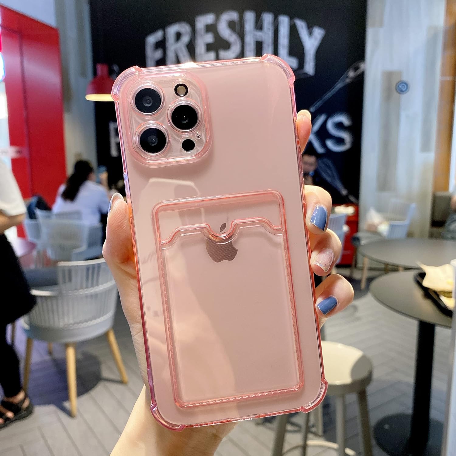 Compatible with iPhone 15 Pro max Case,Clear Protective Card Slot Case,Slim Fit Drop Resistant Soft TPU Wallet