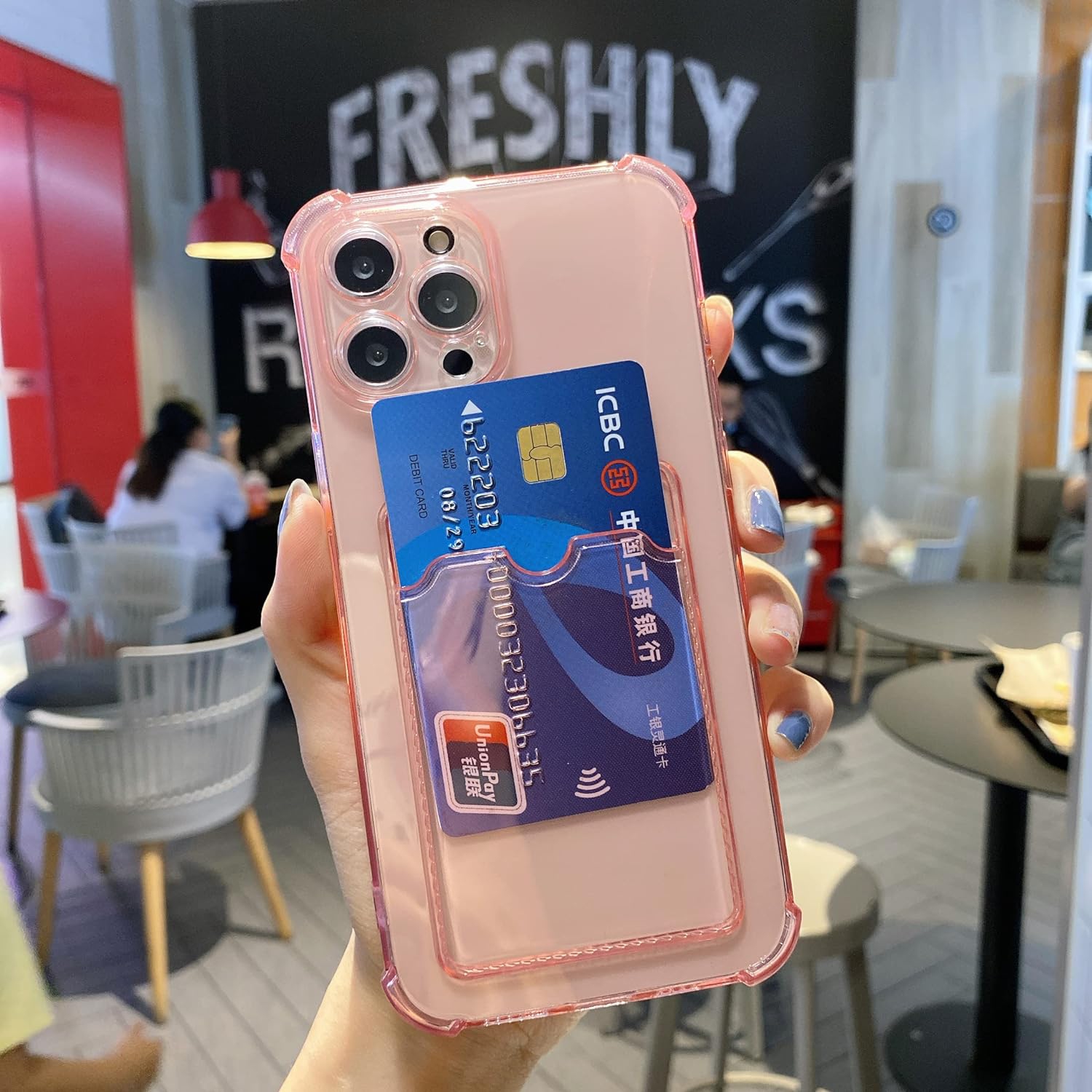 Compatible with iPhone 15 Pro max Case,Clear Protective Card Slot Case,Slim Fit Drop Resistant Soft TPU Wallet