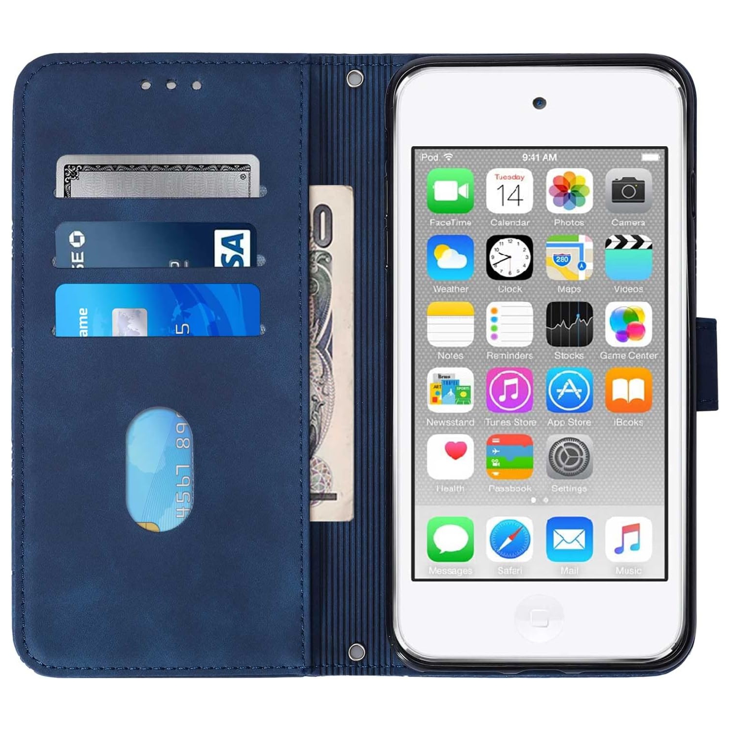 iPod Touch 7 Case,iPod Touch 6 Case,iPod Touch 5 Wallet Case,PU Leather Credit Cards Holder Kickstand Flip