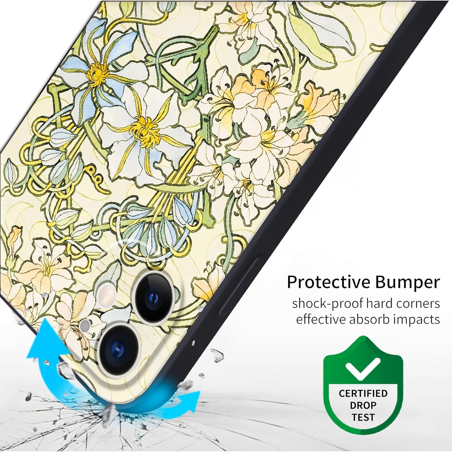 Compatible with iPhone 12 Mini Case Cute Art Silicone Case with Design for Women Floral Flower Pattern with Screen