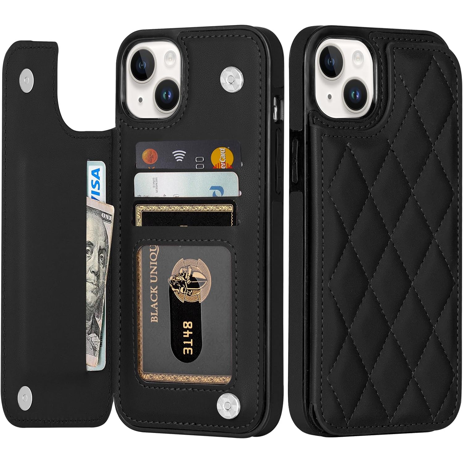 Designed for iPhone 14 Plus Case, Soft PU Leather Card Holder Case with Kickstand Flip Wallet Cover for iPhone