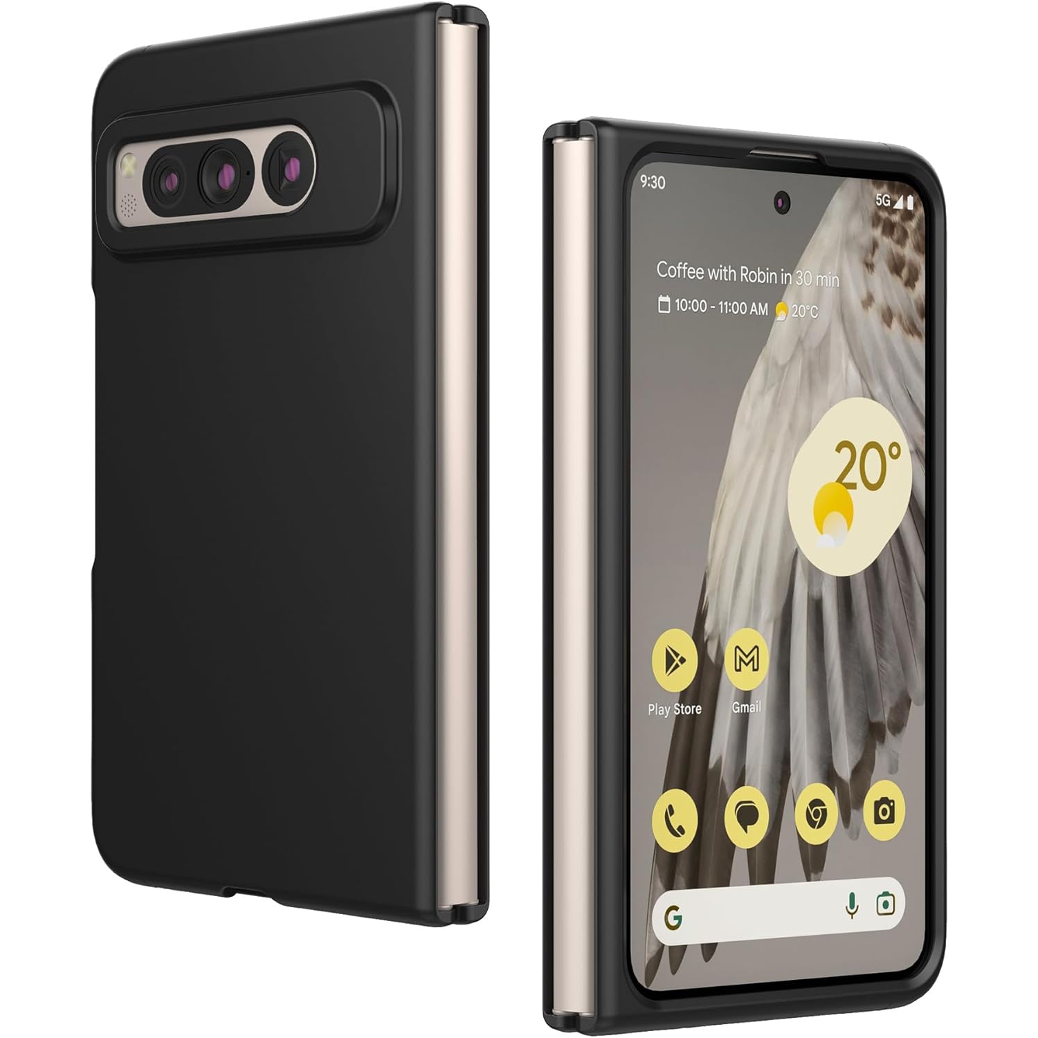 Case for Google Pixel Fold, Thin Matte Hard PC Cover Phone Case for Pixel Fold - Black