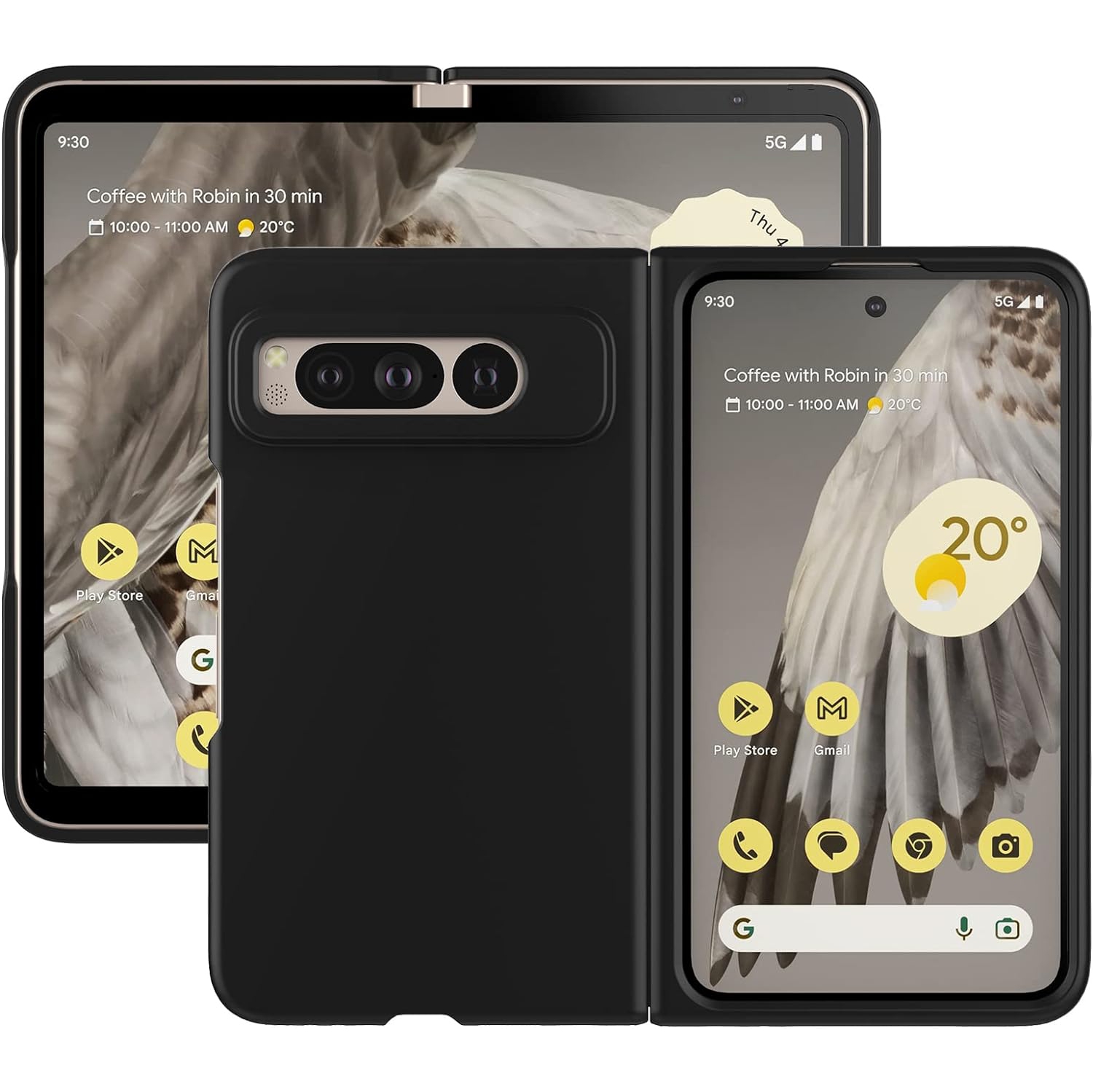 Case for Google Pixel Fold, Thin Matte Hard PC Cover Phone Case for Pixel Fold - Black